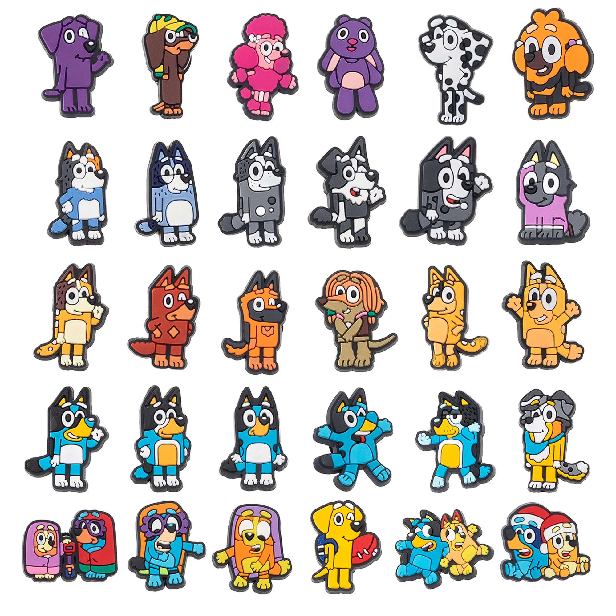 Vikeney30 Pcs Dog Shoe Charms Fit for Croc Clog Sandals Accessories Decoration Cute Cartoon Shoe Charms for Kids Boys Girls Teens Adults Men Women Party Favor