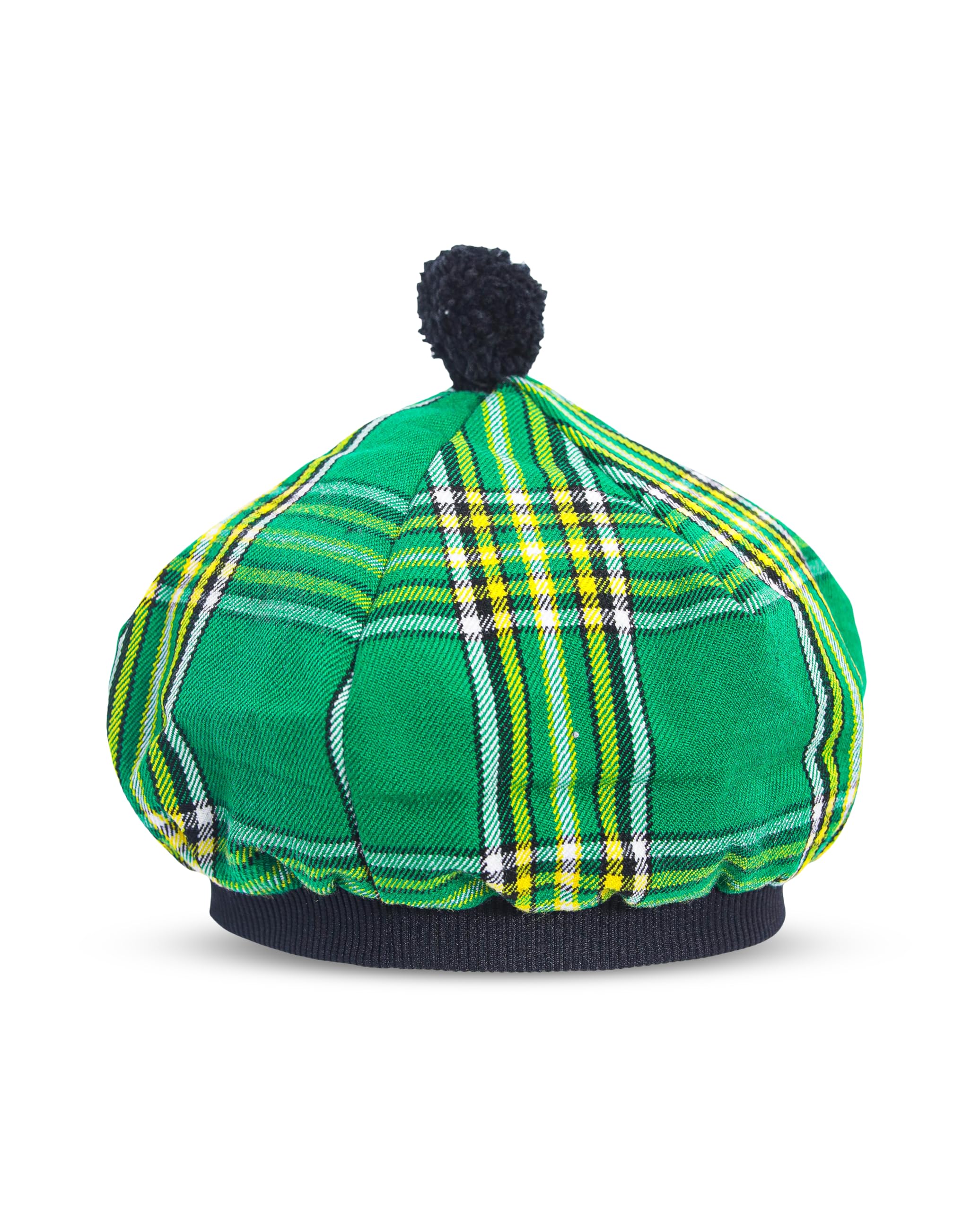 Hamilton Kilts Scottish Beret Tam o Shanter Tammie Scottish Bonnet Tartan hat Acrylic with Pompom, Irish Green