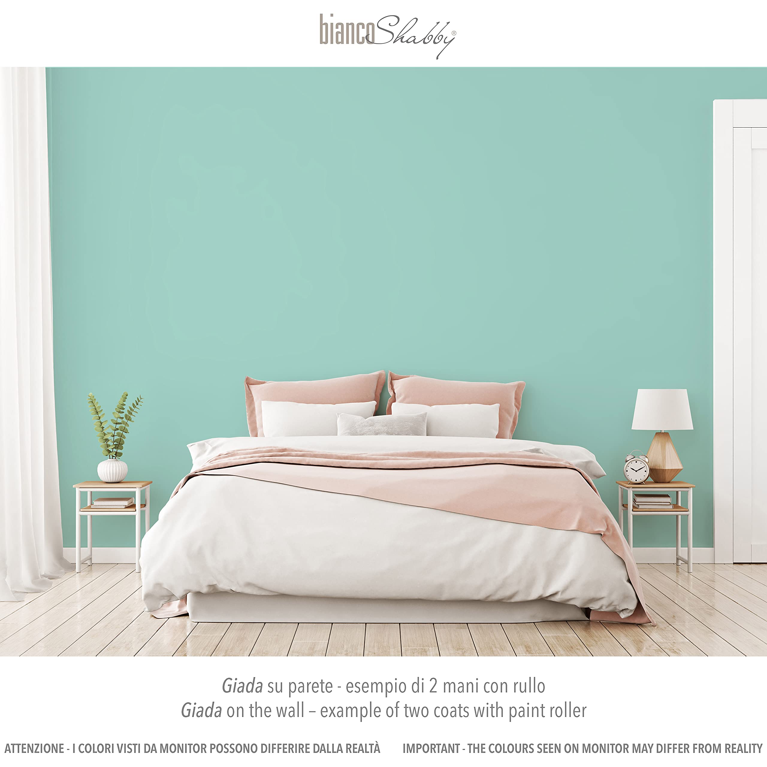 bianco Shabby® Chalk Paint Giada Farba kredowa do mebli i ścian, efekt vintage, shabby chic, ekstra matowa (2,5 Litra)