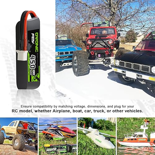 Miniatura 5 de OVONIC Batería Lipo 2S 450mAh 7.4V 100C Batería de alto voltaje con enchufe BT3.0 para RC Car Truck RC Vehículos RC Barco Drone RC Avión Quadcopter
