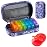 Serfeymi Weekly Travel Pill Organizer 2 Times A Day AM PM Upgraded Rainbow Pill Box 7 Day with Portable Zipper PU Leather Pill Case, Medicine Organizer for Pills, Vitamins, Fish Oils - Purple-01