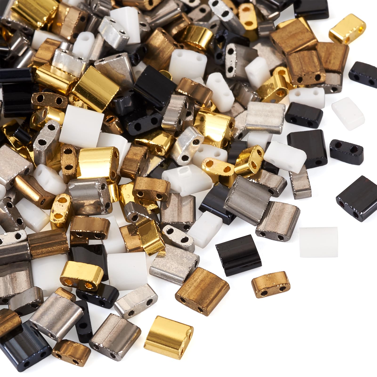 Perles rectangulaires en verre à double perforation pour géométrie de bijoux fine