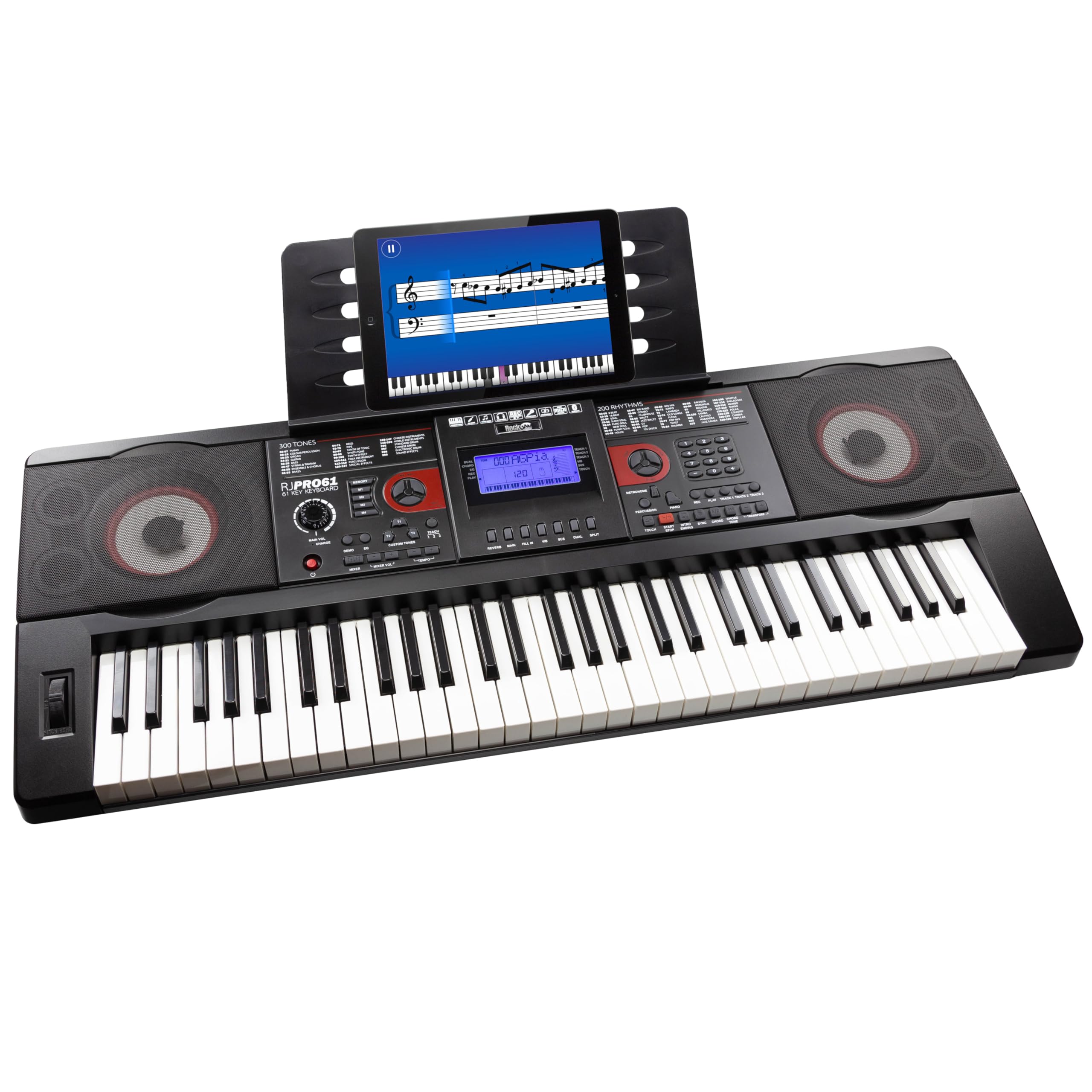RockJam Rechargeable Semi Weighted 61-Key Keyboard Piano with MIDI Connectivity