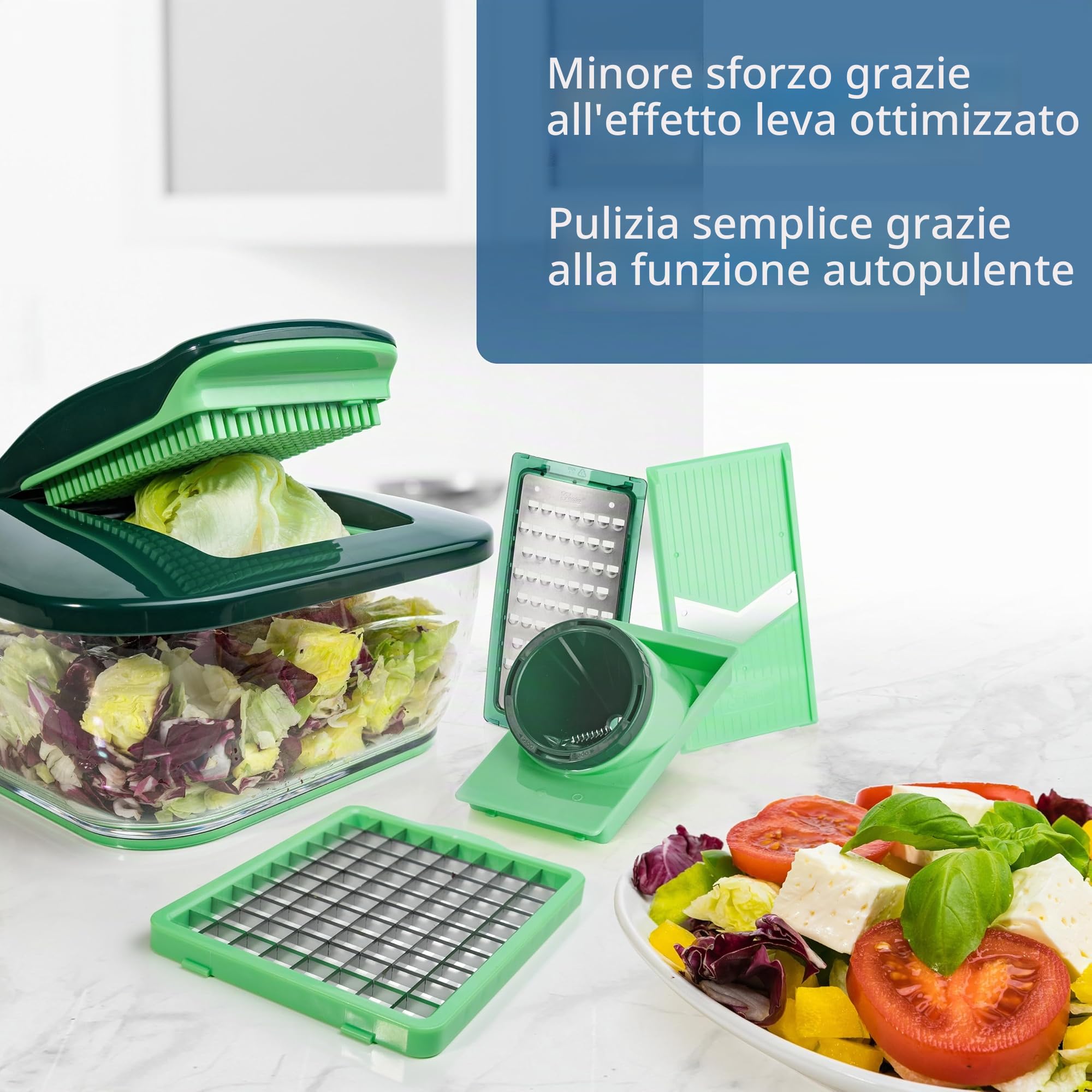 Genius A27060 Nicer Dicer Chef - Taglia frutta e verdura, Acciaio Inox, Plastica, 3300 ml