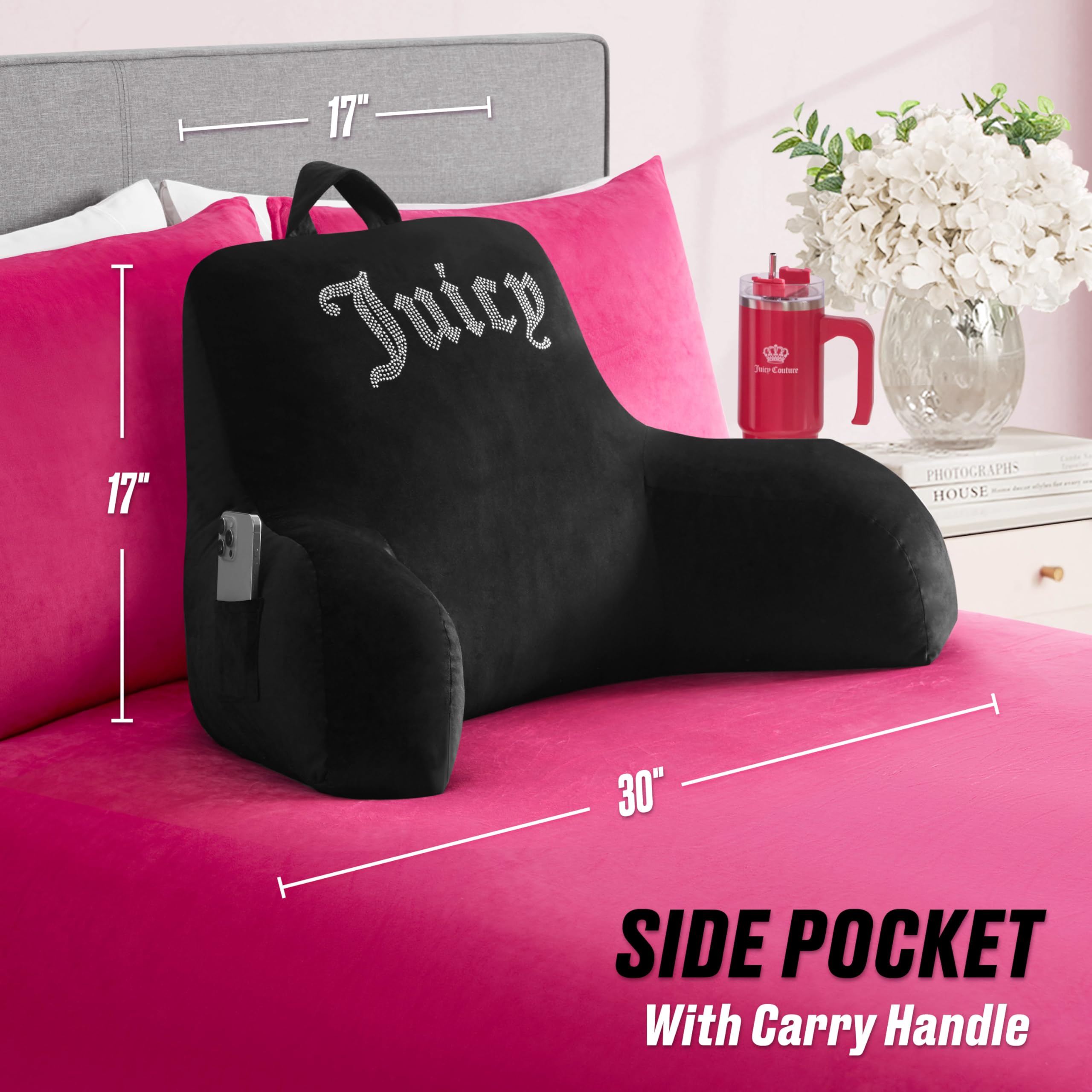 Amazon.com: Juicy Couture Velour Backrest Pillow with Rhinestone