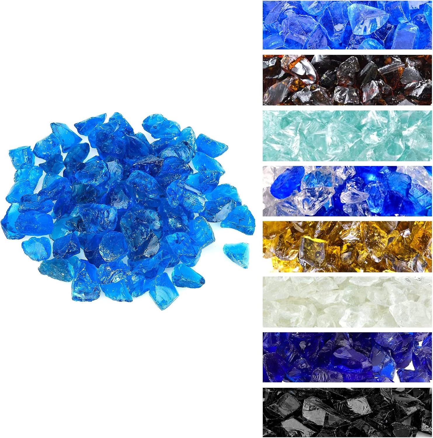 Mr. Fireglass Crushed Fire Glass for Natural or Propane Fire Pit Fireplace and Landscaping, 10 Pounds High Luster Turquoise