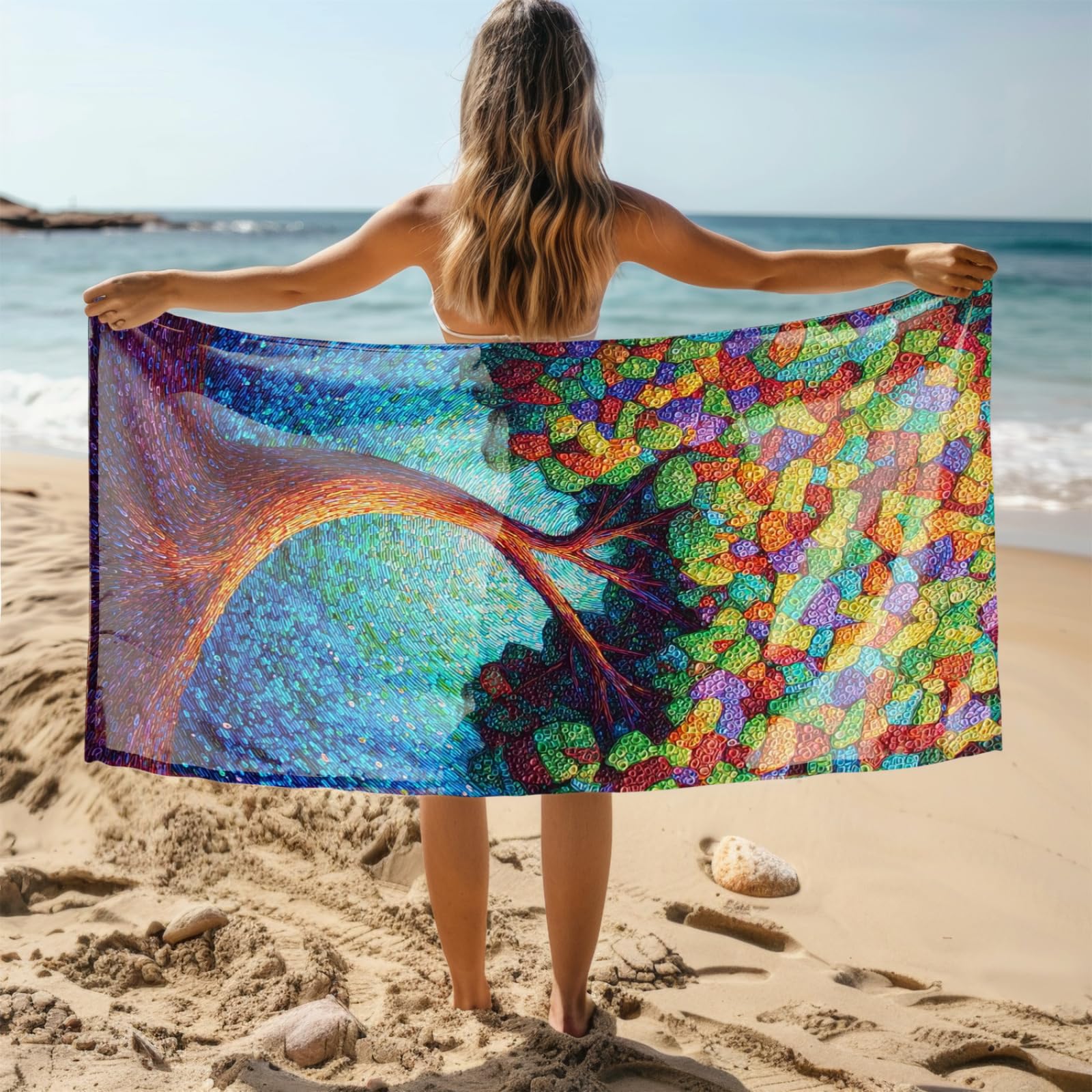 Générique Serviette de Plage 100X200 Arbre Brun Vert