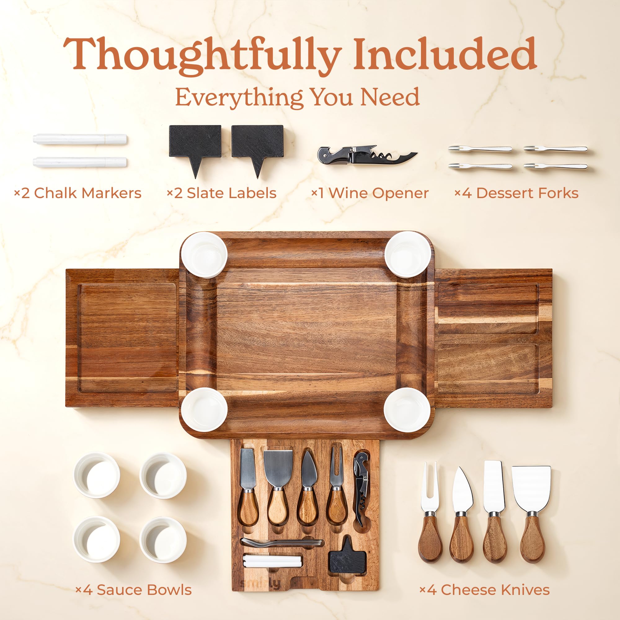 Amazon.com | SMIRLY Charcuterie Boards Set - Large Acacia Cheese  display picture 1