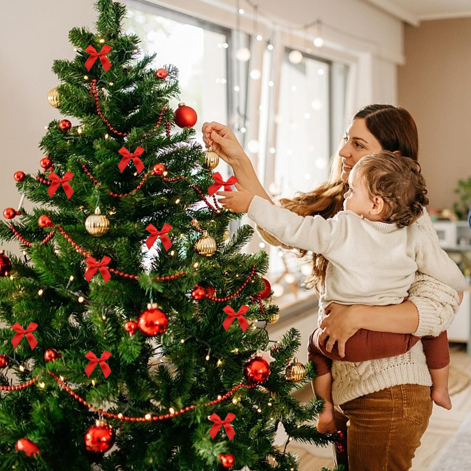 Jisrcha 60 Fiocchi, Fiocchetti Piccoli per Decorazioni, Fiocchetti per Bomboniere per Matrimoni, Confezioni Regalo, Artigianato, Compleanni, Torte, Decorazione di Sacchetti per la Merenda (Rosso)