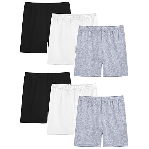 6 Pack Girls Bike Shorts Cartwheel Toddler Biker Under Dress Dance Multi-Color Kids Shorts Girls Clothes