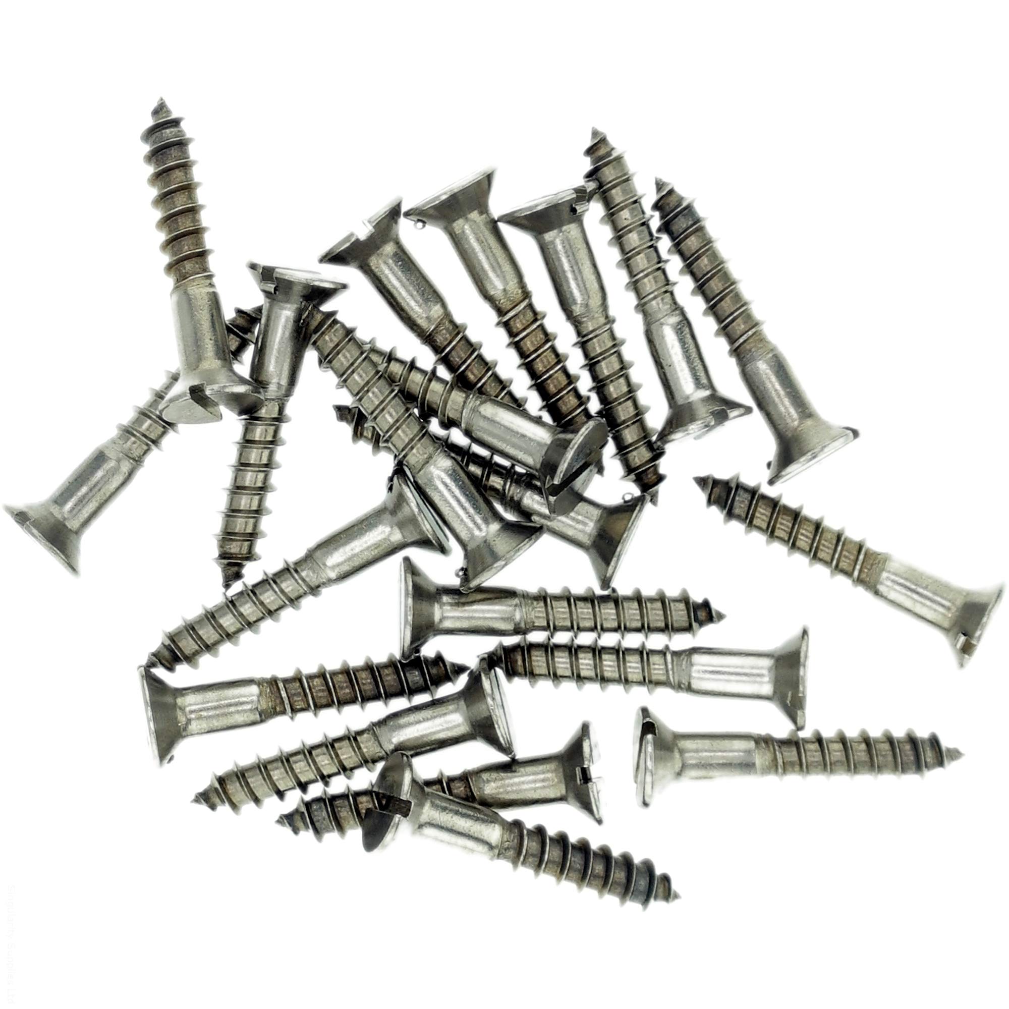 Singularity Supplies No.4 X 0.78 (3.0Mm X 20Mm) Slot Countersunk Wood Screw - Stainless Steel (A2) (Pack Of 20)