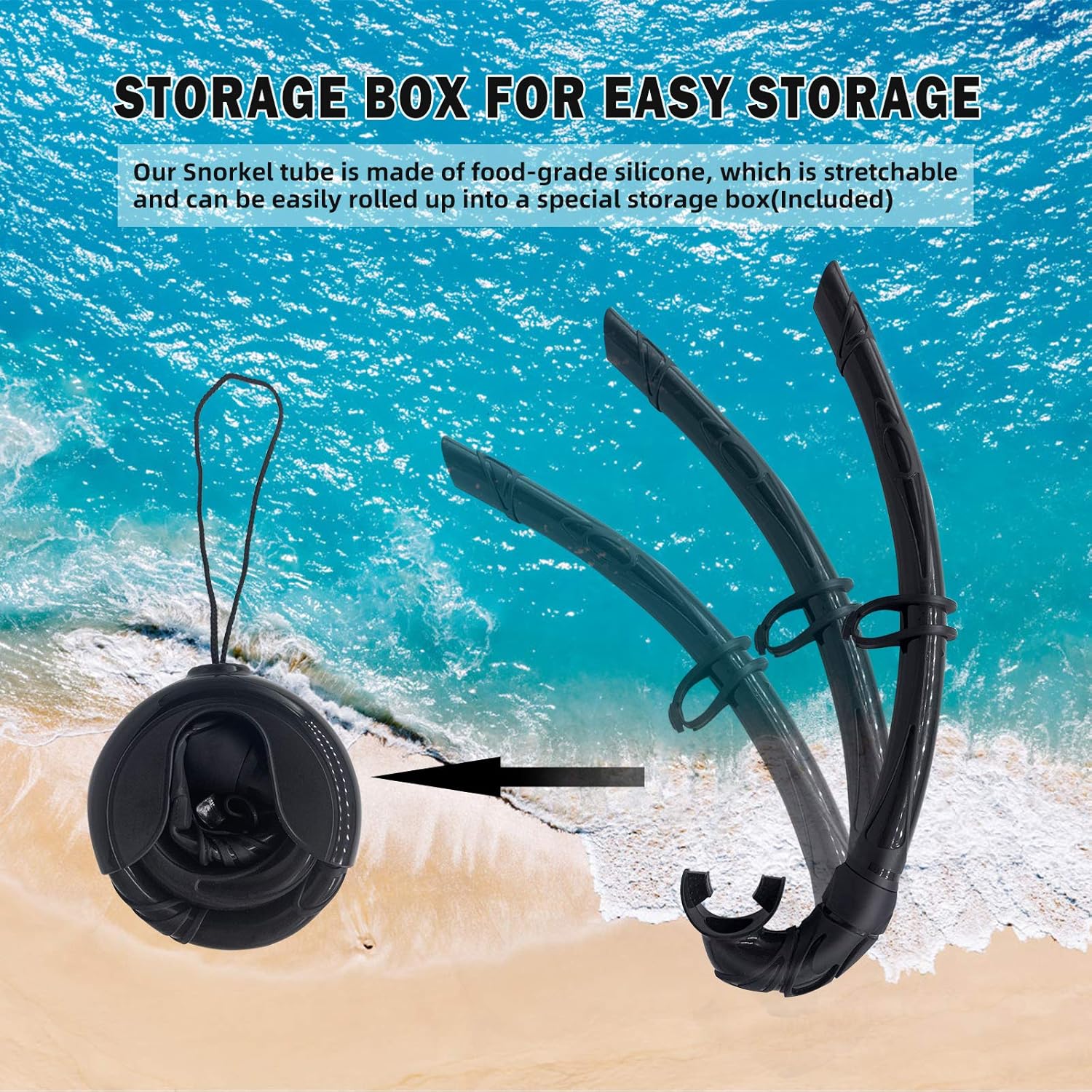 Aisrida Diving Snorkel, Flexible Roll Up Snorkeling Gear for Adults, Freediving Wet Snorkel with Compact Storage Case, Easy Breath Diving Snorkel for Lap Swimming Scuba Diving : Sports & Outdoors