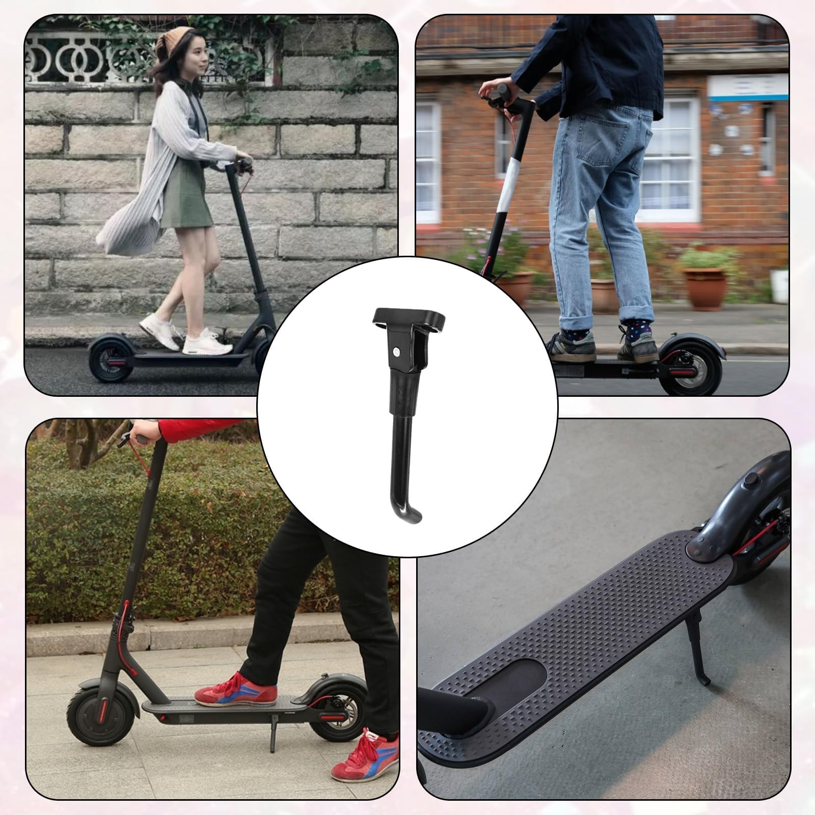 Soporte universal para patinete eléctrico compatible con Xiaomi M365/Pro/Pro2/1S/Scooter 3. Soporte lateral plegable, aluminio, incluye 2 tornillos, fácil montaje, resistente, color negro