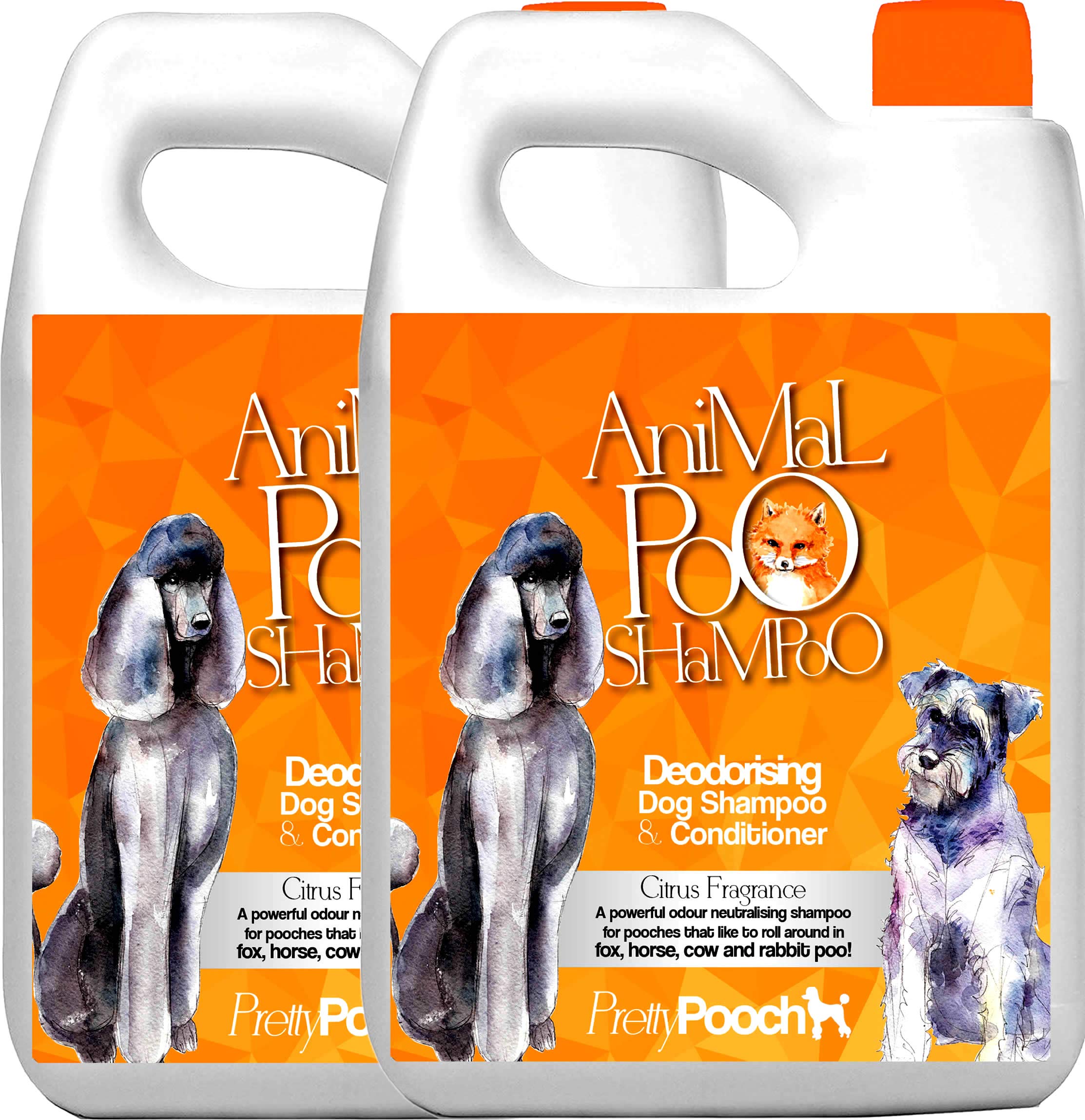 Pretty Pooch® Fox Poo Dog Shampoo & Conditioner for Smelly Dogs - 10 Litres (Citrus Fragrance) - Sensitive Deodorising Dog Shampoo - Eliminates Fox Poo & Other Odours