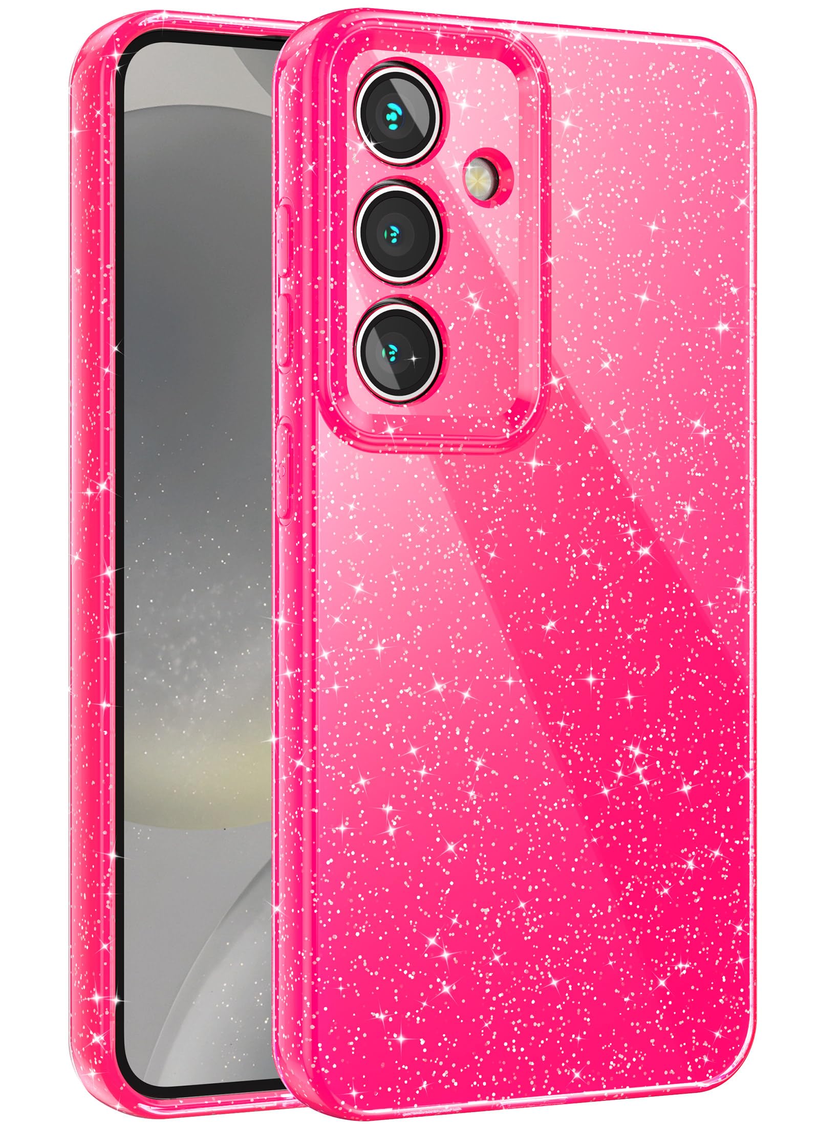 CUZMIGO Glitter Case for Samsung Galaxy S25, Cute Sparkly Bright Color Phone Cases for Women Girls, Shiny Bling Slim Fit Soft TPU Cover with Camera
