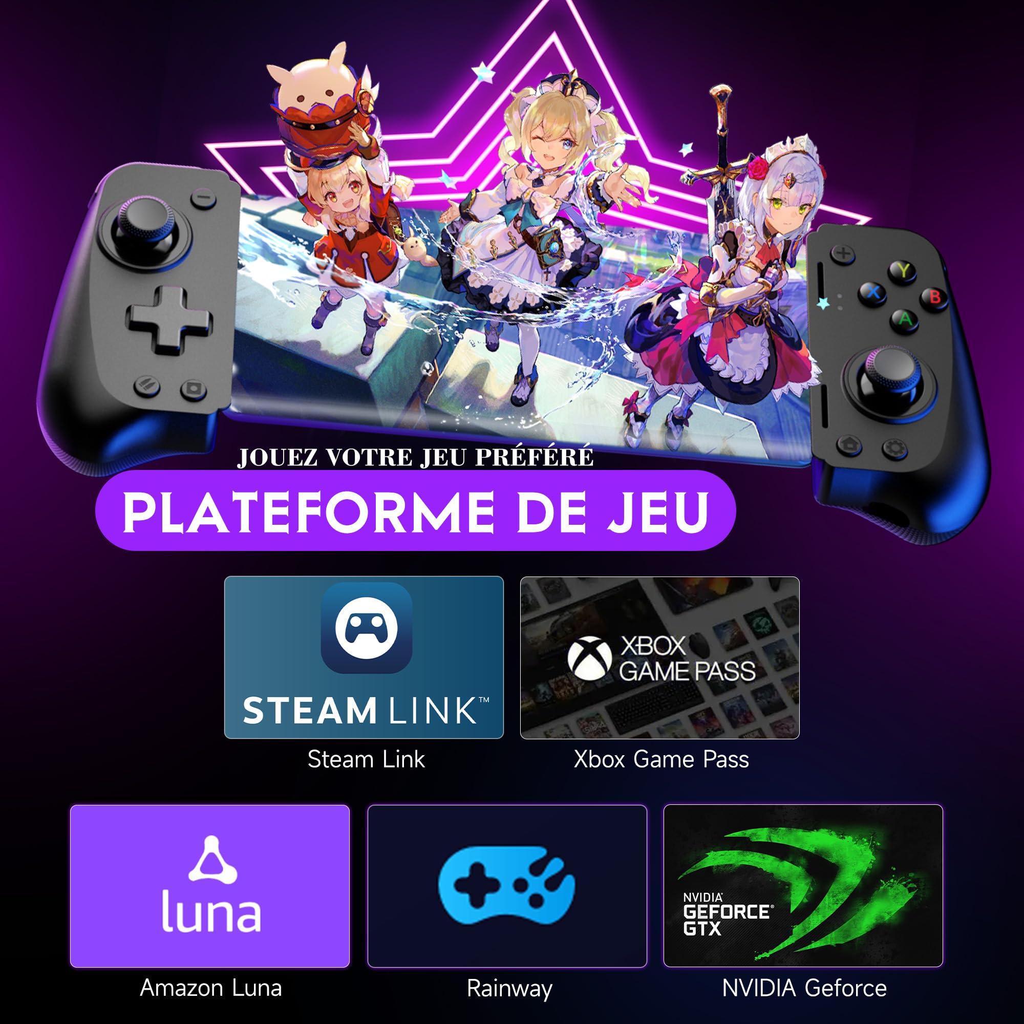 EasySMX M10 Manettes de Jeu pour Téléphone Portable Android & iPhone 15 (USB-C), iPhone 15 Manette Smartphone, Manette Téléphone avec Joysticks/Déclencheur à Effet Hall
