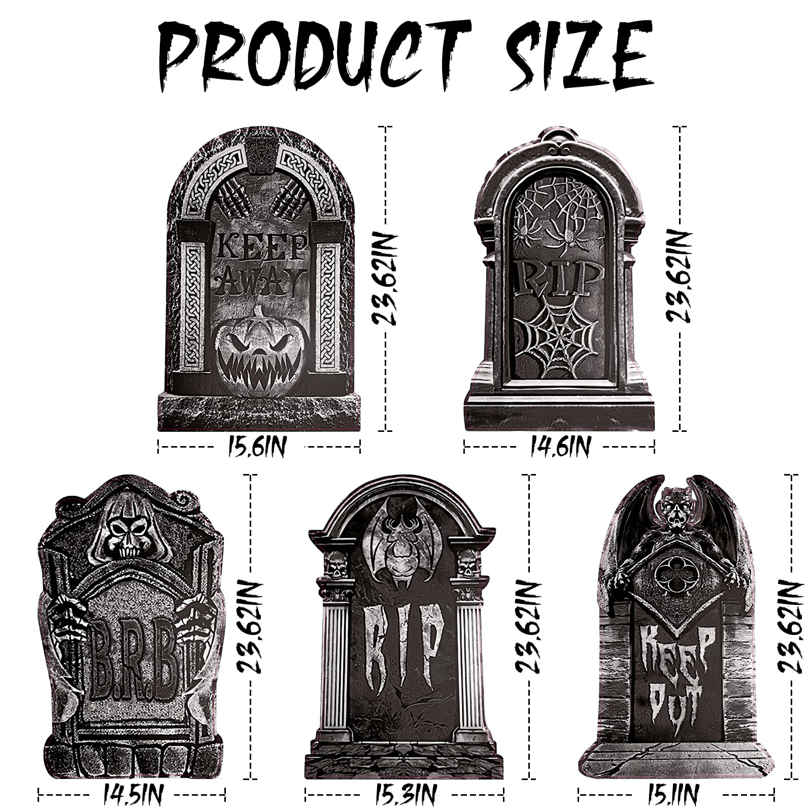 Pietre tombali di Halloween fai da te da 60 cm di grandi dimensioni, decorazioni per cimitero di Halloween, decorazioni per cimitero, decorazioni per cimitero, decorazioni di Halloween, per