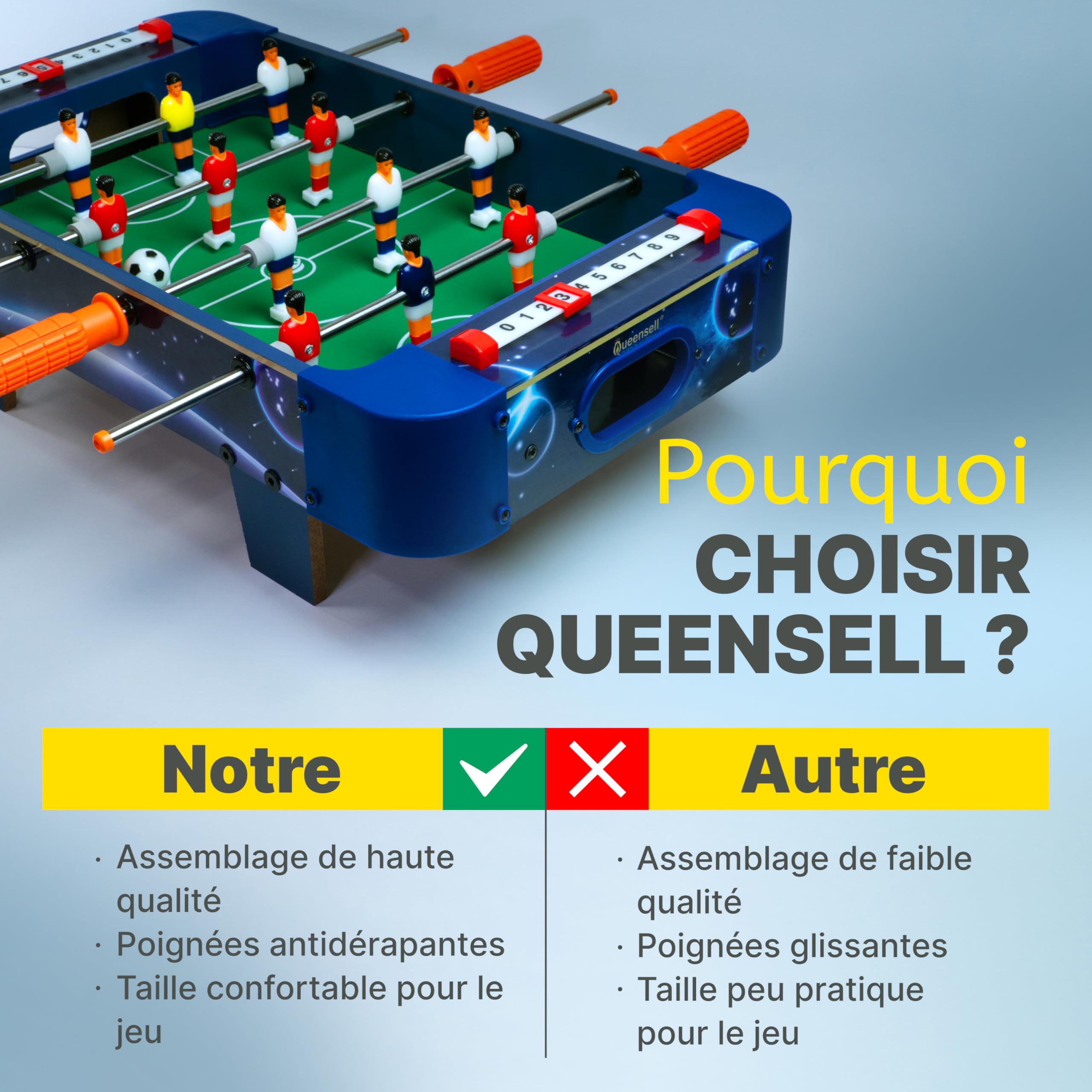 Mini Table de Baby-Foot pour Enfants et Adultes – Jeu de Football Miniature de 53 cm, Mini Table de Football pour Soirées Jeux en Famille