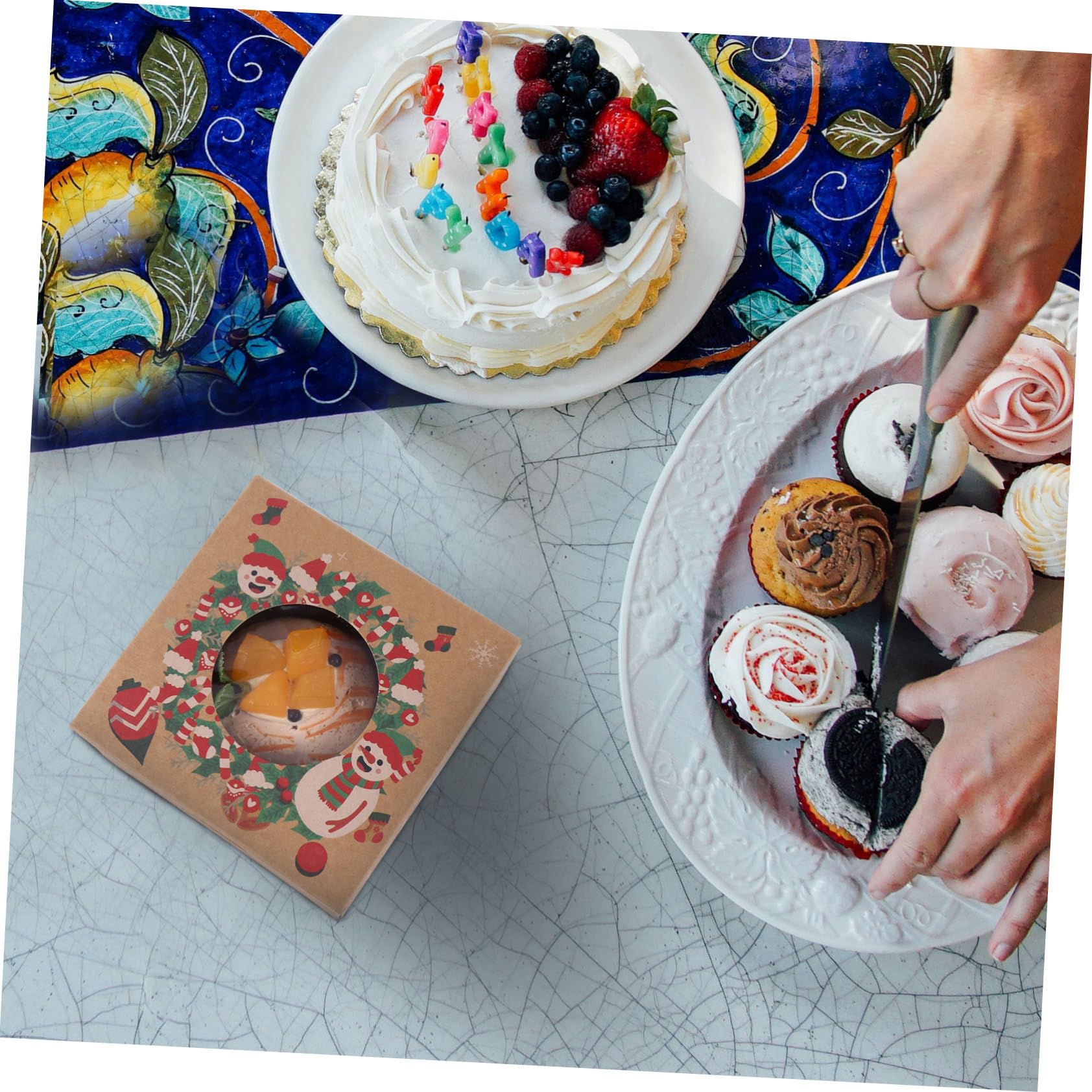 12 scatole di Natale per torte di Natale contenitori per alimenti scatole di imballaggio per torte di Natale scatole da forno scatole per dessert di Natale contenitori per cupcake