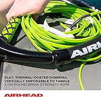 Vista 4 de Airhead Dyneema - Cuerda para wakeboard de línea plana, 4 secciones, 70 pies, color verde