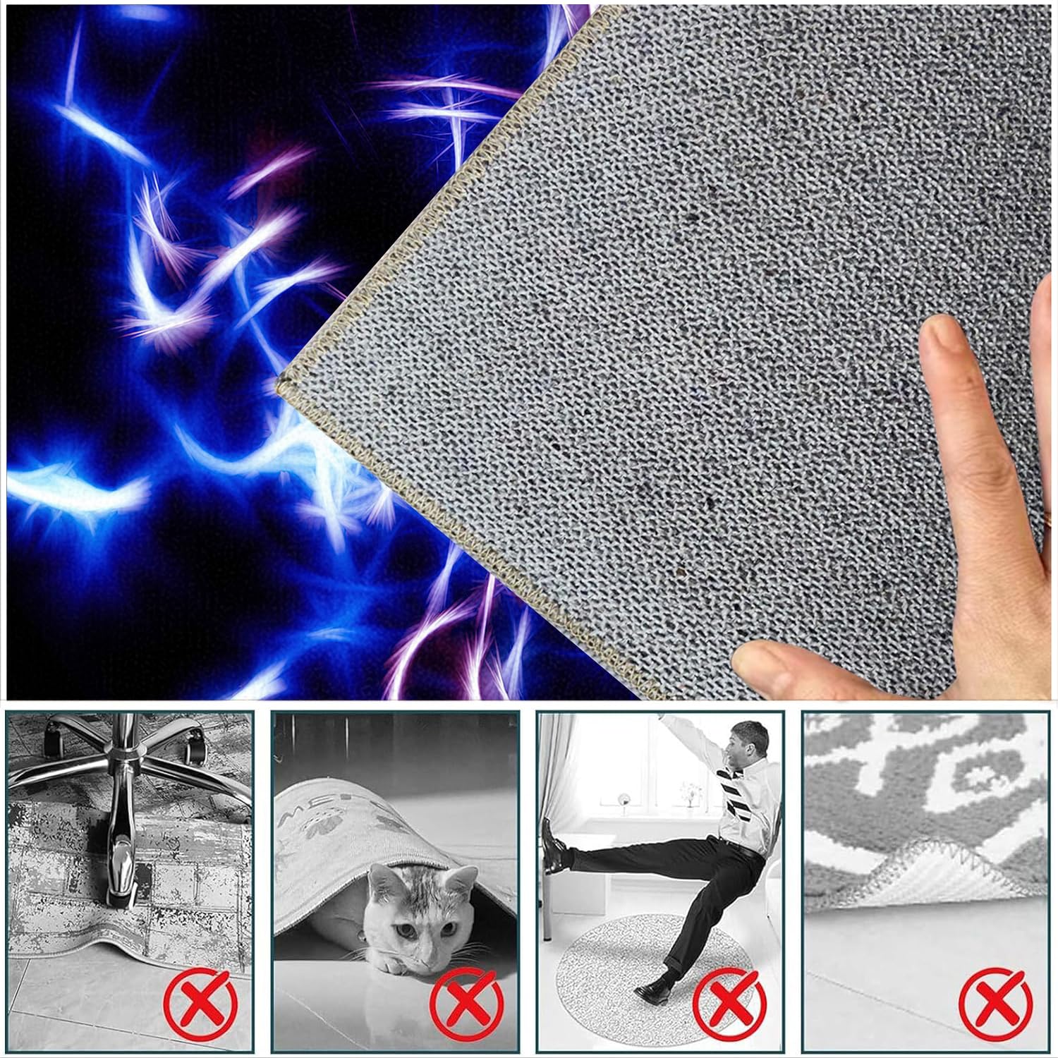 Alfombra Silla Gaming, Protector de Suelo para Silla con Ruedas, Alfombra para Silla de Escritorio y Gaming, Tapete Antideslizante para Oficina, Alfombrilla Protectora para Suelos Duros 150 x 180 cm