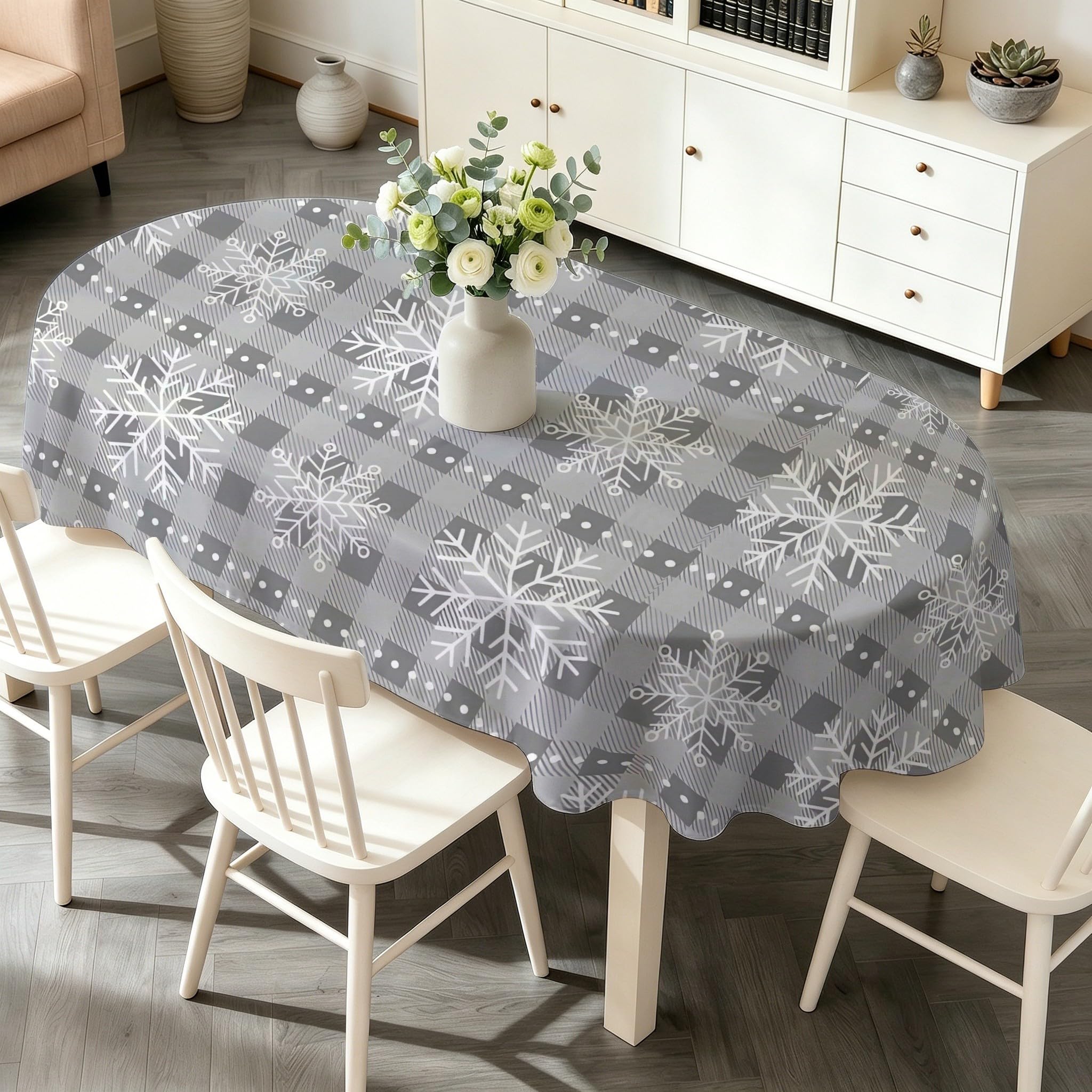 Nappe Ovale 180x240 cm Flocons de Neige