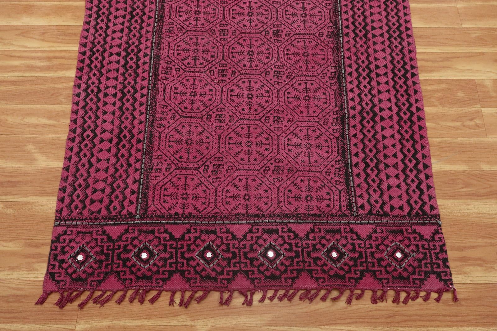 Kelim-Teppich, 4 x 15 cm, Baumwollläufer, rotes Flachgewebe, 0,19 Zoll, waschbarer handgewebter Teppich für drinnen und draußen, Läuferteppiche für Flure, Treppen, Korridore