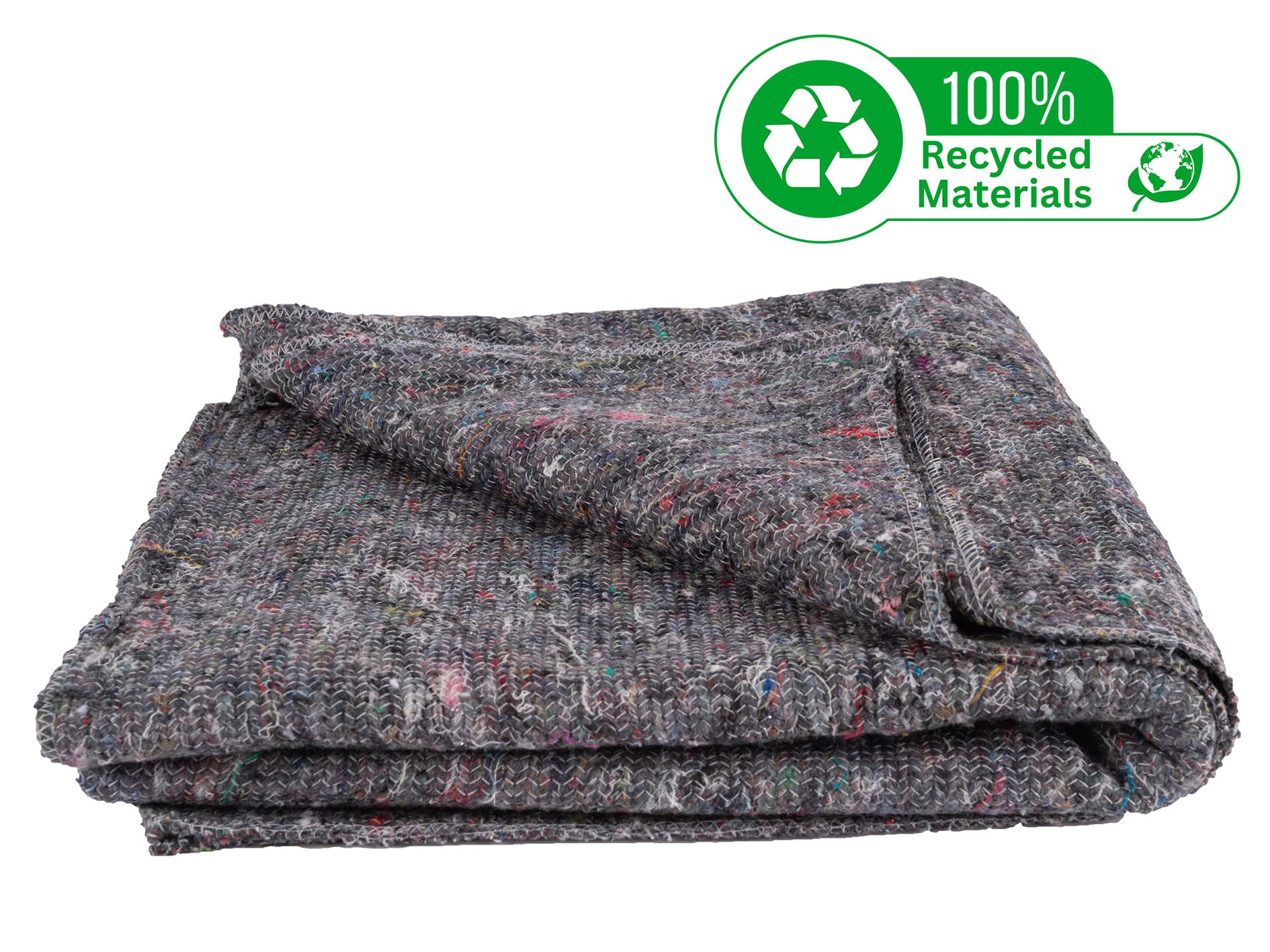 50 Stück Umzugdecke | Format : 150 x 200 cm | 1,05 KG pro Stuck | Grau | 4-seitig vernäht | aus recycelten Materialien hergestellt