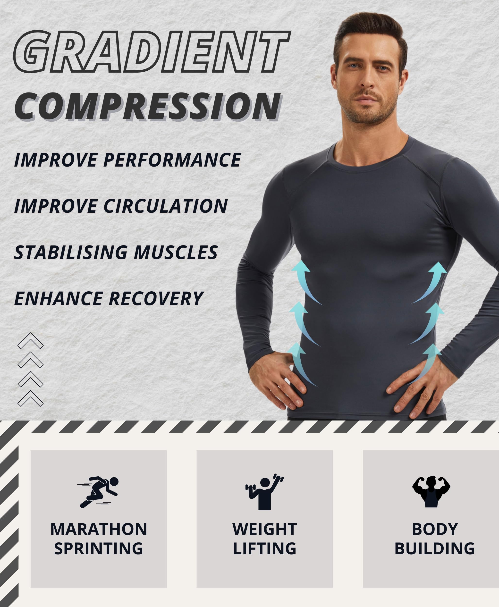 AMZSPORT 2 Pezzi Maglia Compressione Uomo Maglietta Termica Manica Lunga Maglie Sportiva Shirts Traspirante da Asciugatura Rapida Camicia Fitness Palestra