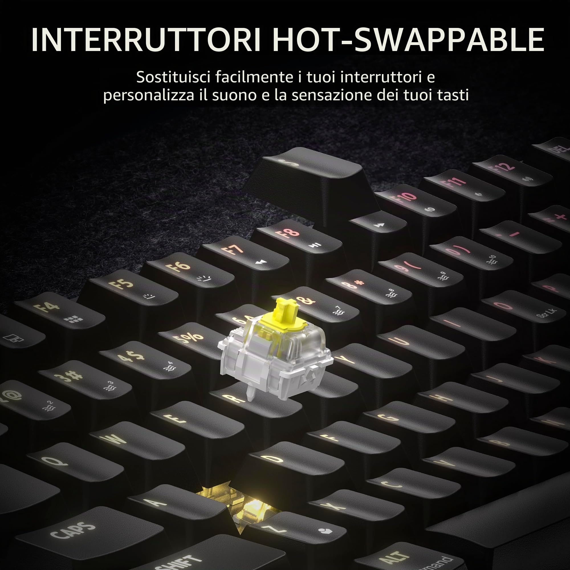 CORSAIR K65 PLUS WIRELESS Tastiera meccanica da gioco 75% RGB, sostituibile a caldo – Switch tattili CORSAIR MLX Fusion pre-lubrificati, riduzione del rumore a due strati, tasti PBT – QWERTY NA – Nero