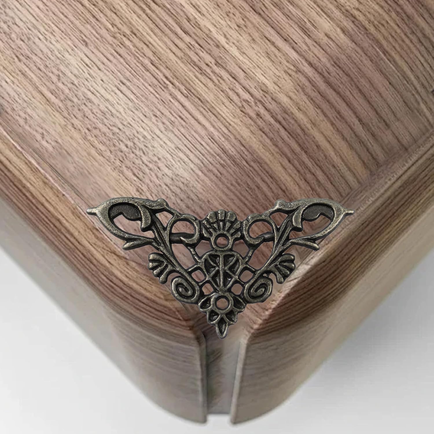 16PCS Antique Bronze Decorative Corner Protectors, 2.5" x 1.8" Metal Furniture Edge Cover Guards, Vintage Embossed Pattern, for Cabinet, Jewelry Box, Photo Frame image 4