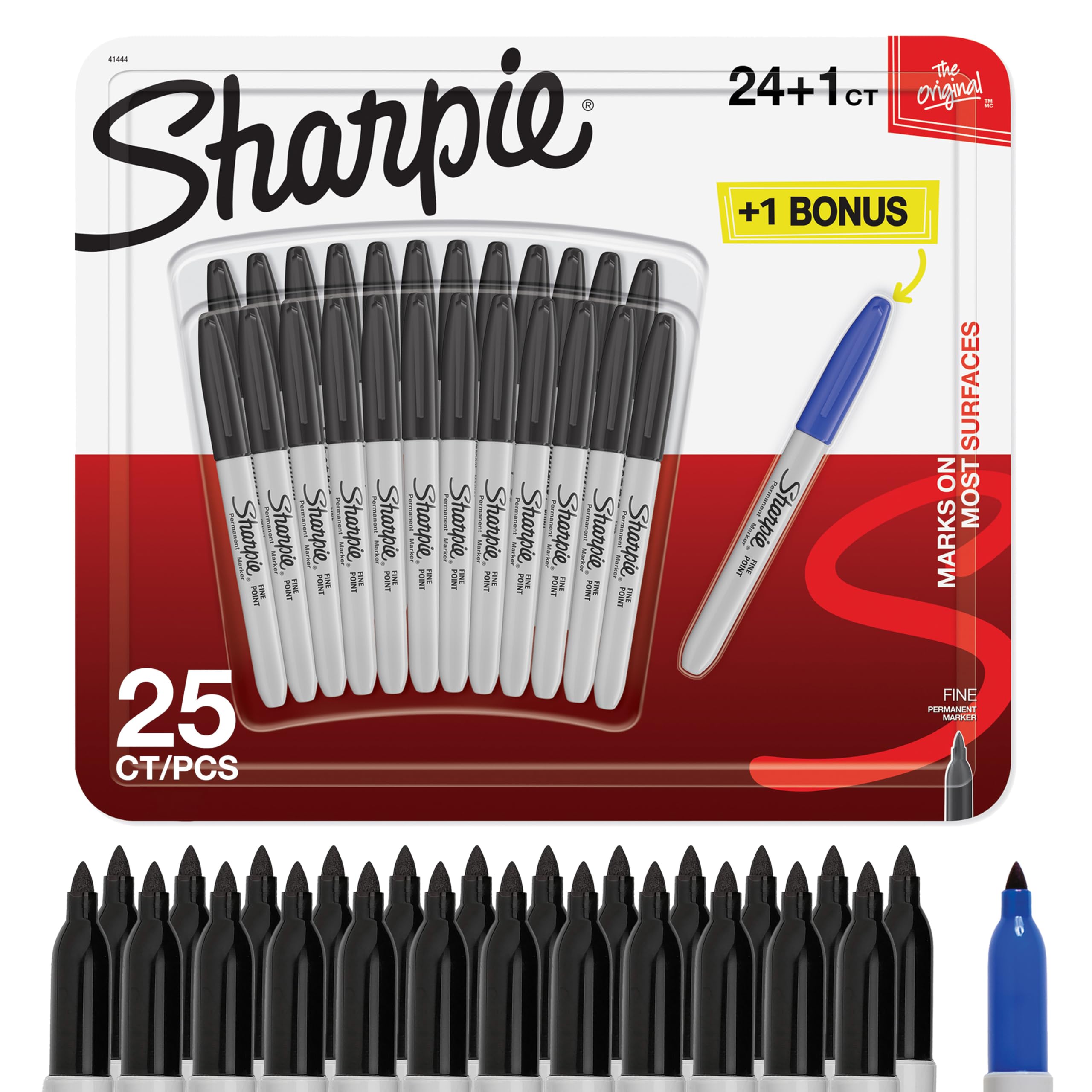 Sharpie rotuladores permanentes, punta fina, color negro, paquete de 24 marcadores, material escolar ideal