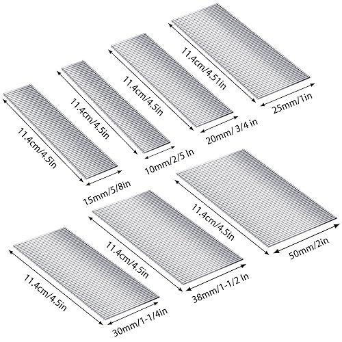 Miniatura 2 de 1400 piezas de clavos Brad calibre 18 de 7 tamaños (25", 58", 34", 1", 1-14", 1-12", 2") para clavadora Brad neumática y eléctrica