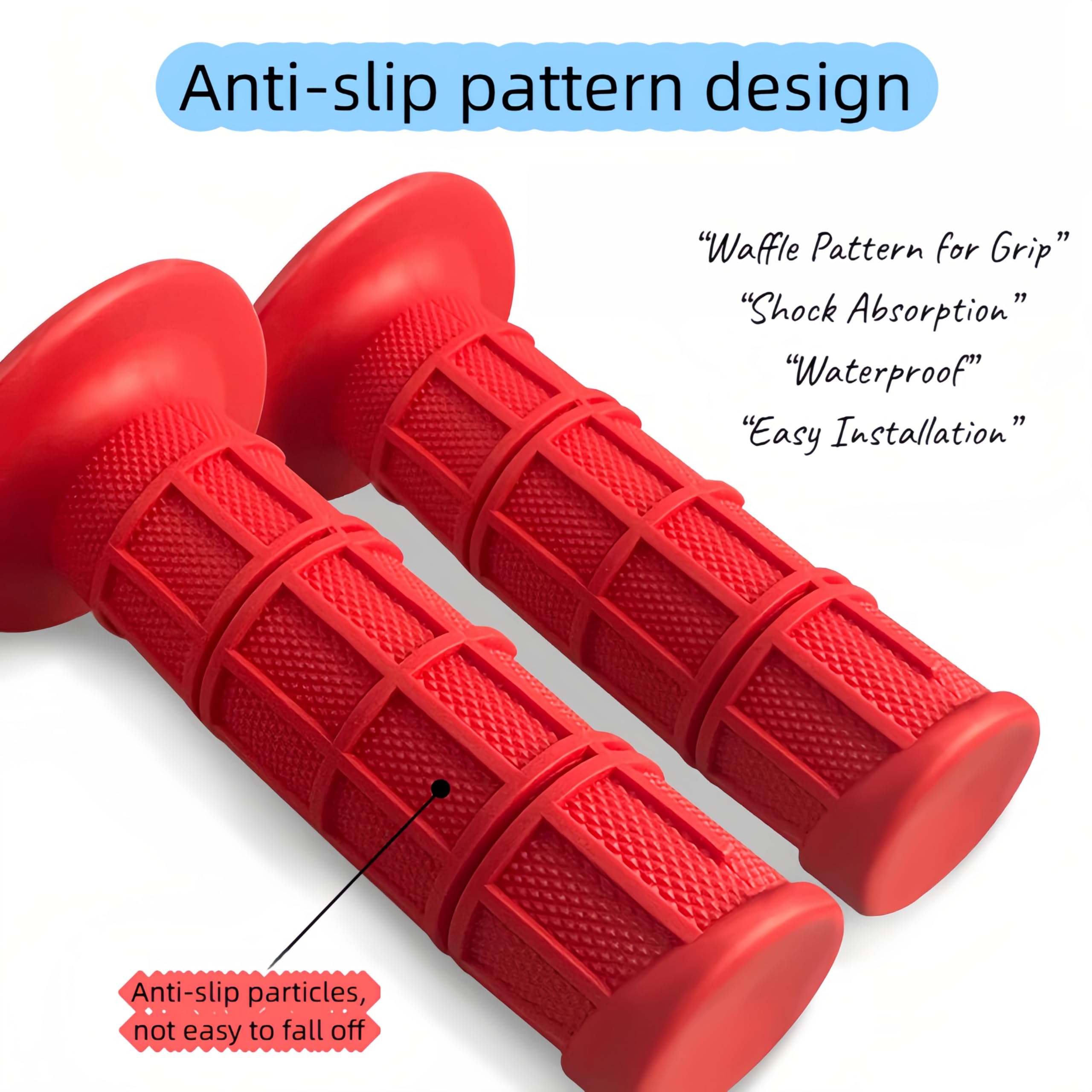 Pixywell Professional Waffle Grip Motorcycle Handlebar Grips - Anti Vibration, Waterproof, Non Slip - Universal 7/8" Fit for Harley, Yamaha, Honda, Dirt & Street Bike,Vibrant Colors — view 3