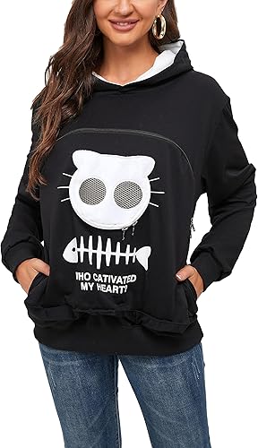 Miniatura 8 de BOMBAXCEIBA Bolsa de forro polar para mascotas y gatos con capucha y bolsillo canguro, Gris