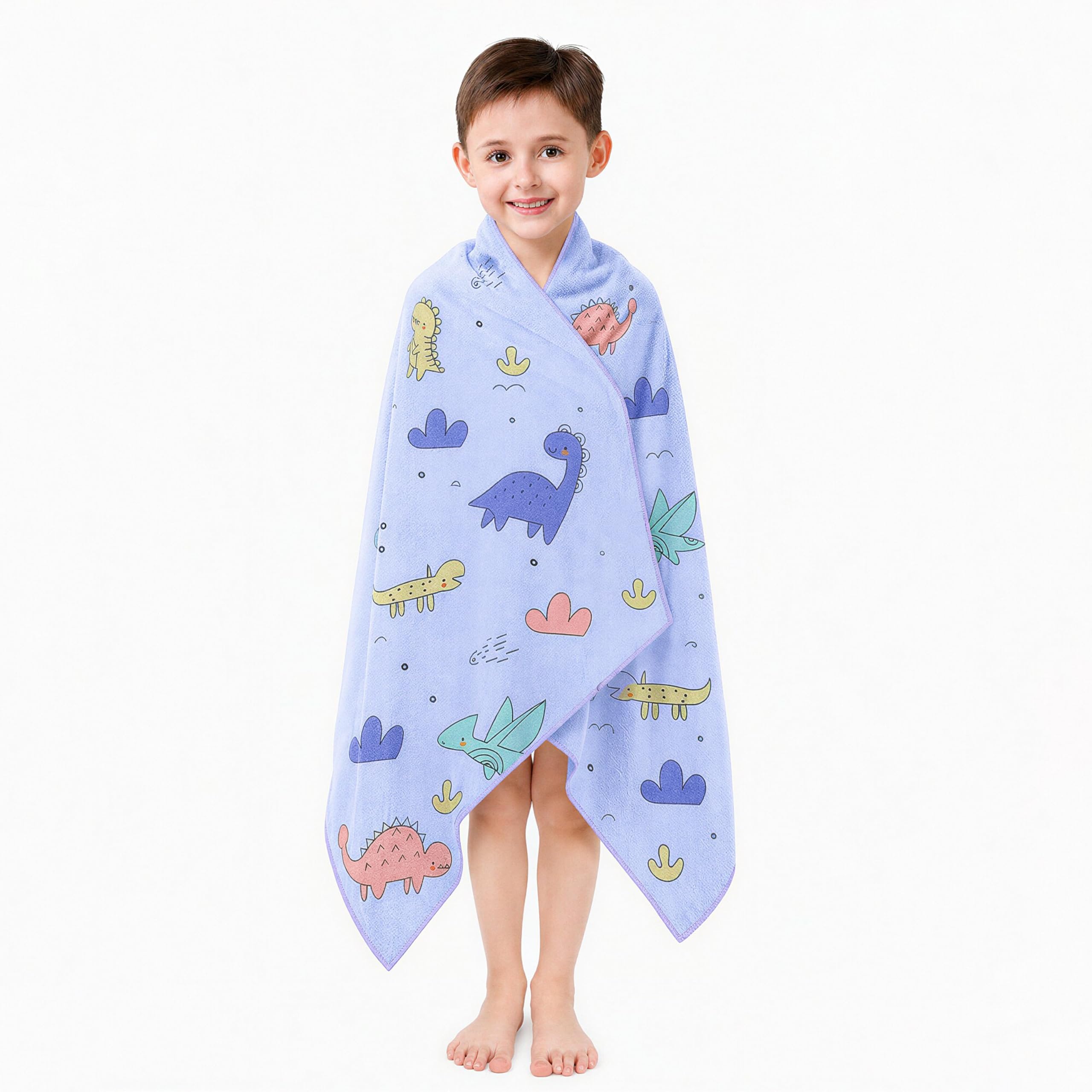 Yellow Weaves Kids Bath Towel for Boys & Girls | Ultra Soft, Super Absorbent & Quick Dry Towel | Lightweight Bath, Beach & Swimming Towel | (Tiny Dino, 120 X 60Cm)-picture-12