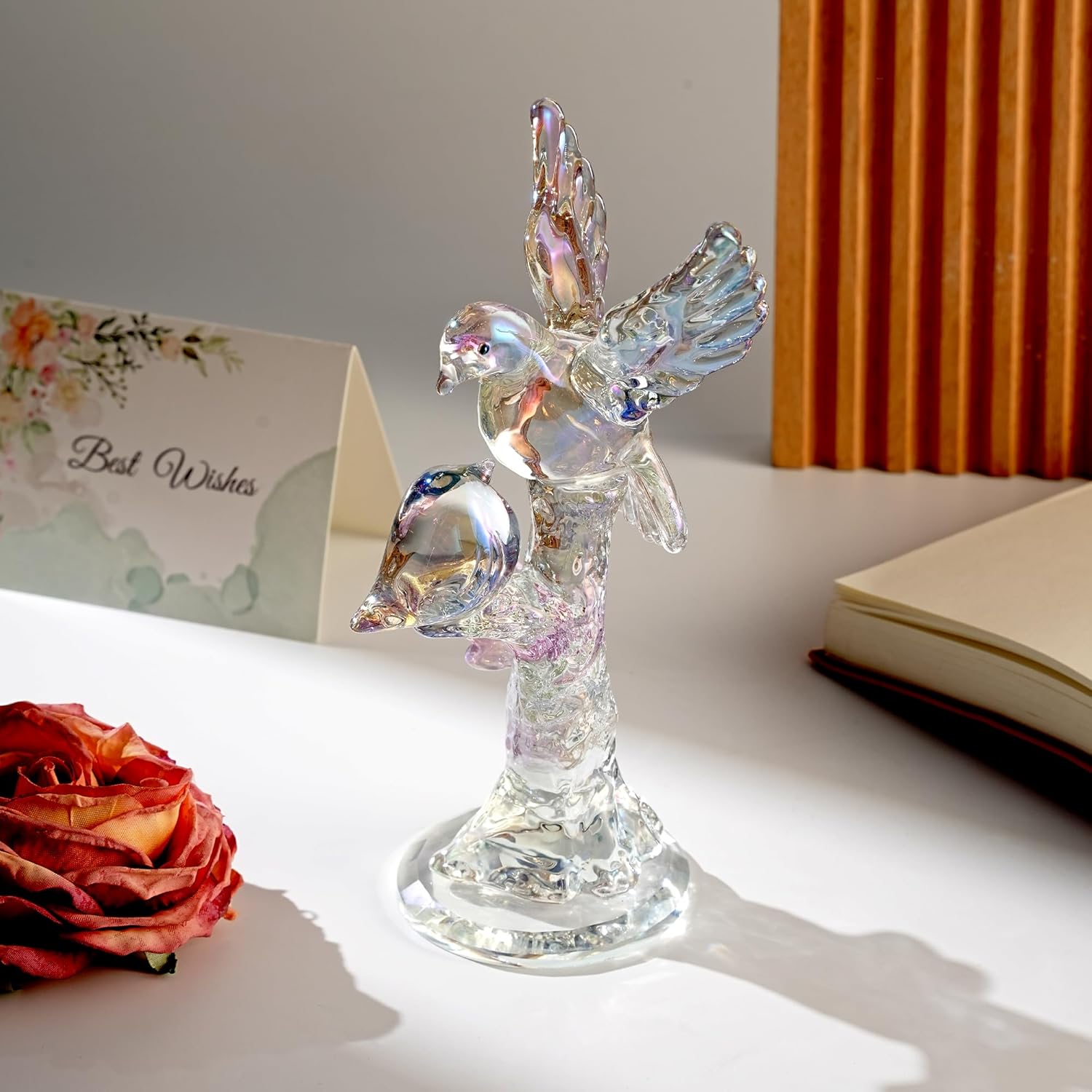 Crystal Tree with BirdCrystal Bird Figurine Collectible Art Glass Animal Figurines,Decorative Piece for Gift-Giving and Home Styling,Glass Tree Decor, Office Decor for Women - Image 4