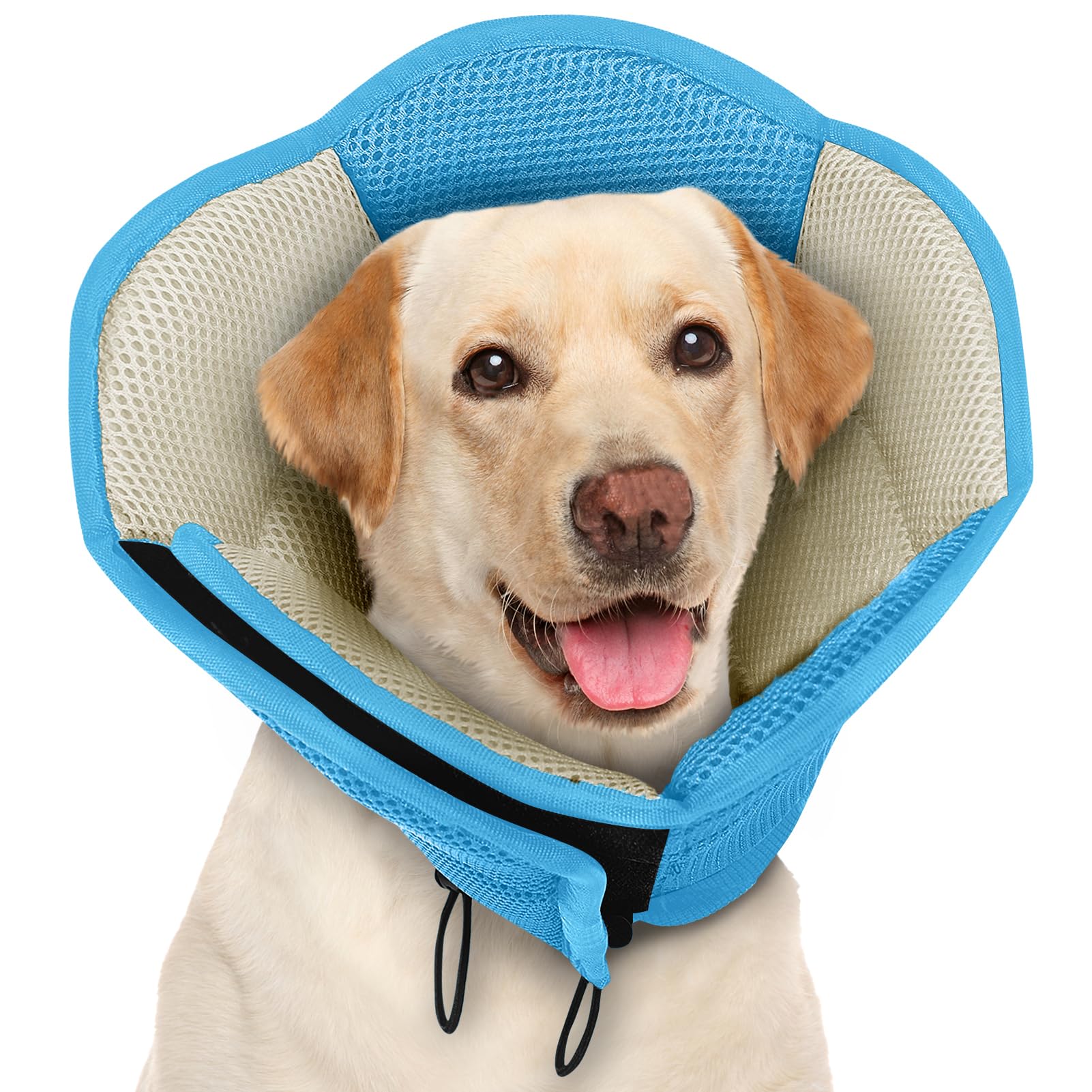 AOFITEE Dog Cone- Adjustable Extra Large Cone for Dogs After Surgery, Breathable Soft Cone Dog Collar to Prevent Licking Wounds, Pet Elizabethan Collar for Large Dogs, BlueBeige XL