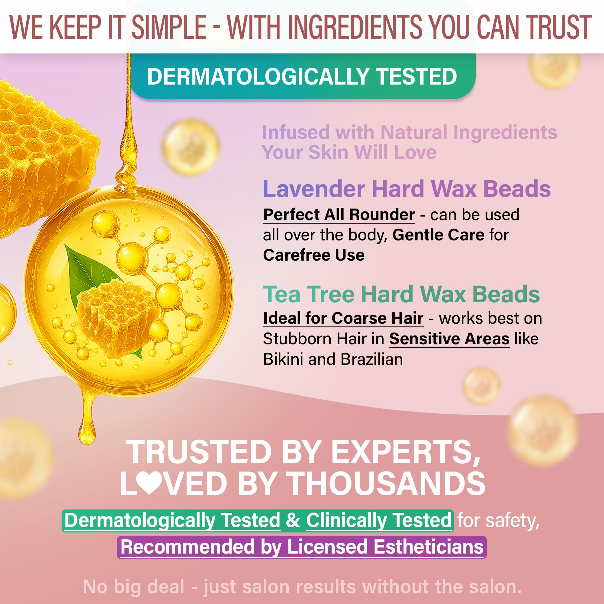 Tress Wellness Kit ceretta per pelli sensibili, sicuro per viso e pelle, salviette per la preparazione e la cura del viso, facile da usare, kit a casa per viso, bikini, brasiliana e tutto il corpo