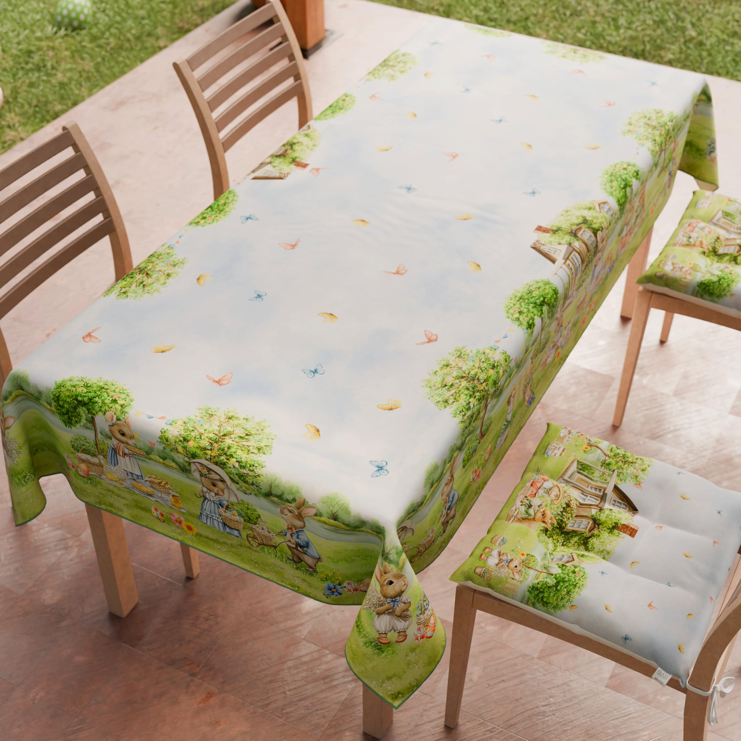 KAMACA Tafelkleed voor Pasen, 85 x 85 cm, kleurrijk tafelkleed met
