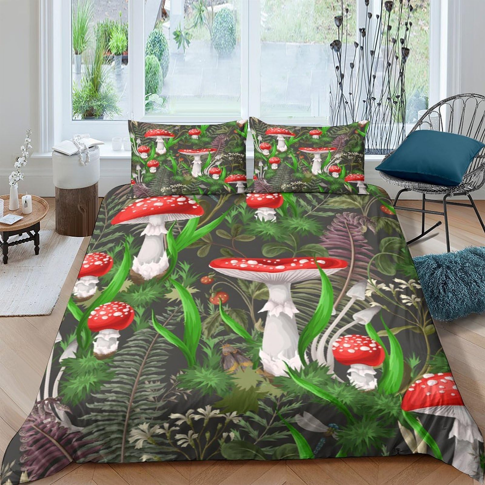 Ctjqhvkz Style-2 3D Printed Mushroom Forest Fitted Sheet Microfiber Soft Breathable White Bunny Bed Cover For Bedroom Decor Single（135X200cm）