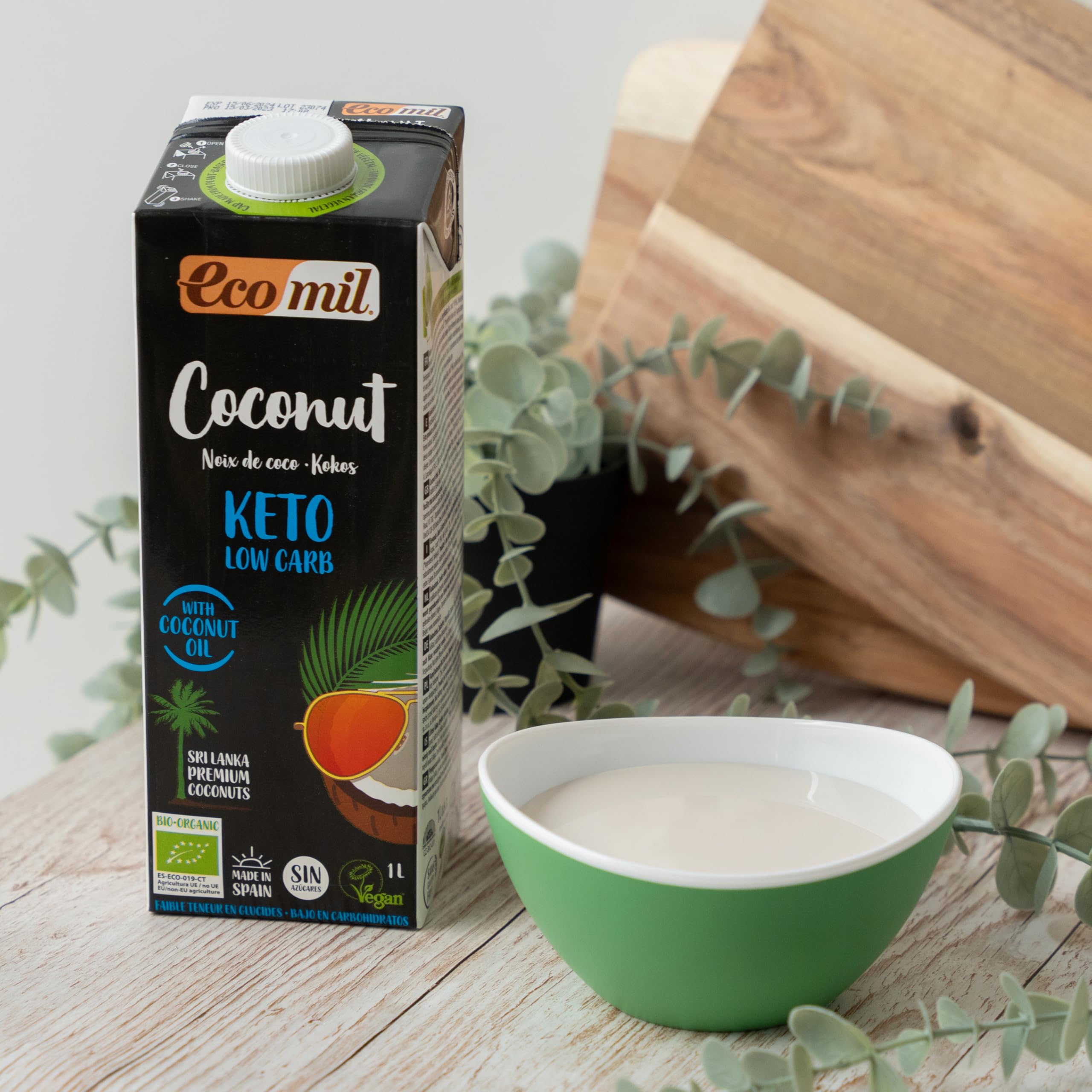 Ecomil Coconut Nature Keto Bio 1L Ecológica Sin Azúcares Añadidos Sin Gluten Vegana