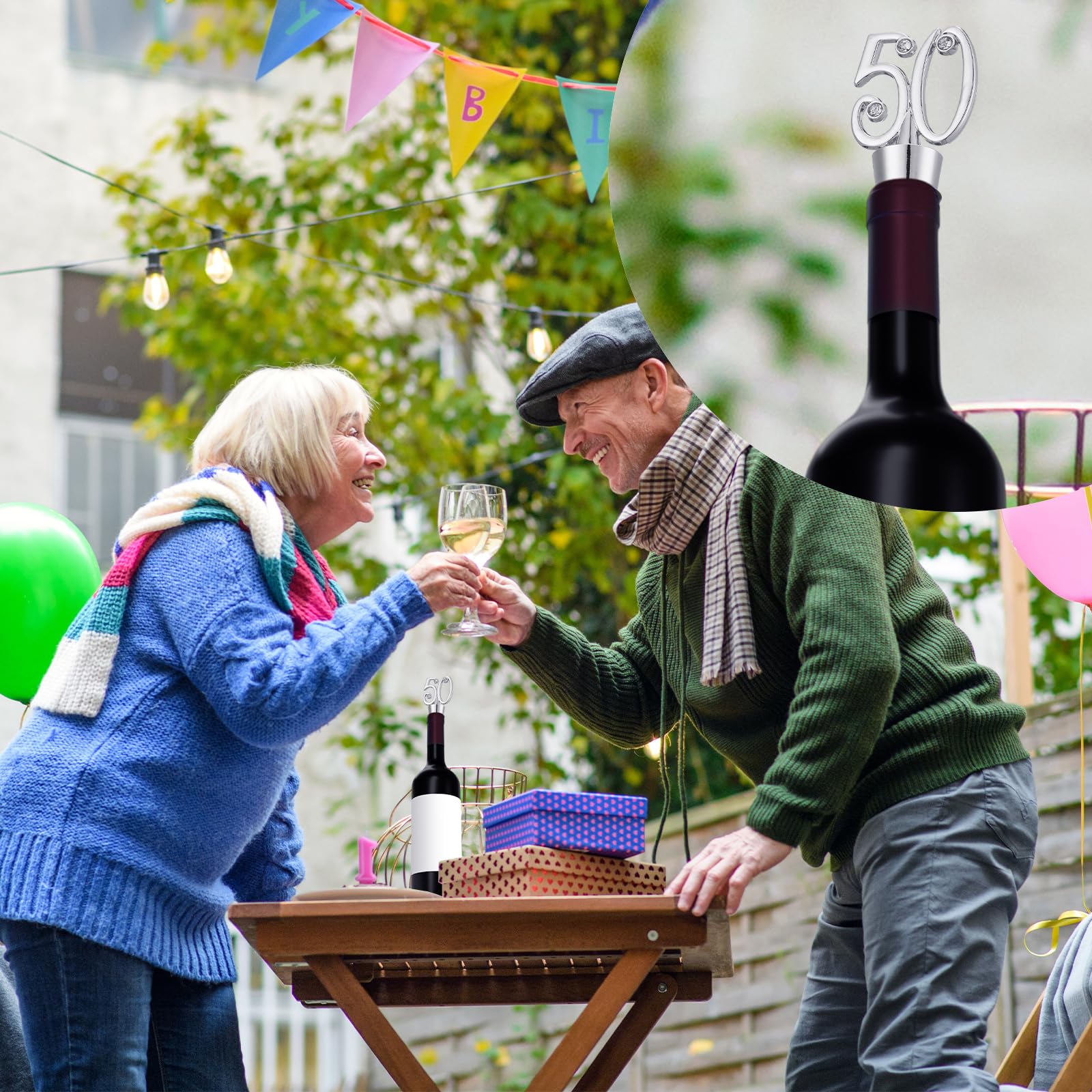 Uiifan 24 tappi per vino per birra e vino, per 50° compleanno, bomboniere, regali per ospiti, bottiglia di vino in lega di zinco, tappi per bottiglie di vino e bevande, per anniversario di matrimonio