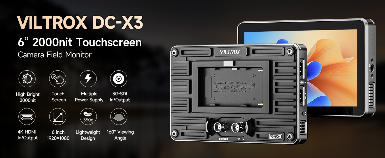 Amazon.com : VILTROX DC-X3 2000 Nits SDI Camera Field
