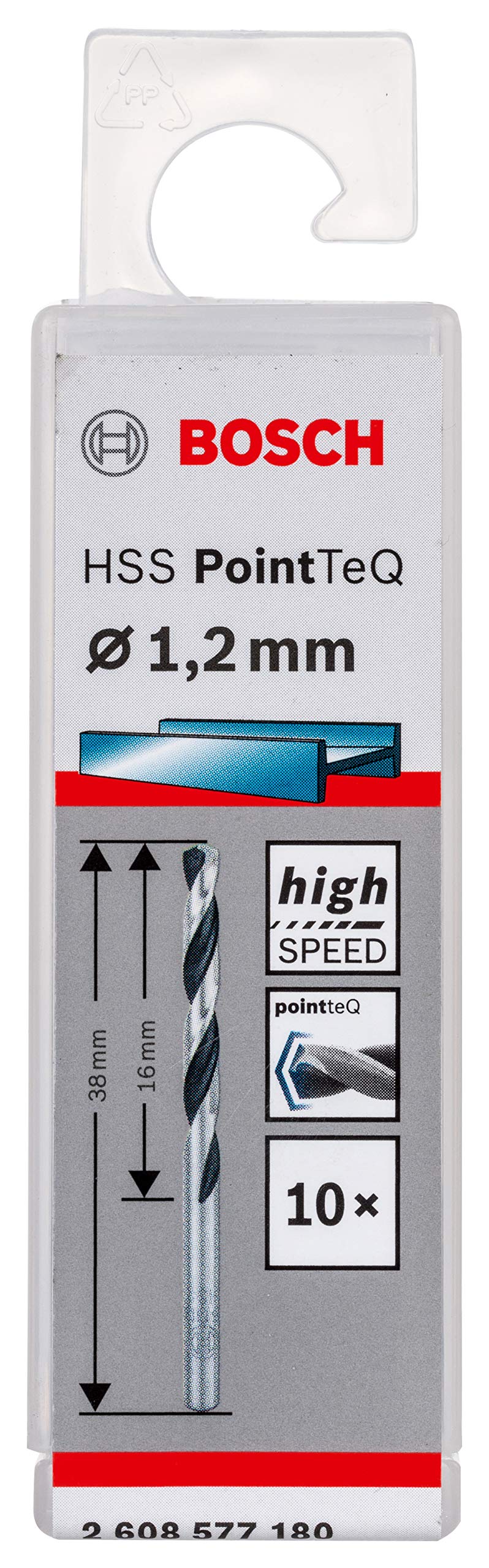 Bosch Bosch Professional 10-piece PointTeQ HSS Twist Drill Bit (for Metal, 1.2 x 16 x 38 mm, Drill Driver Accessories)
