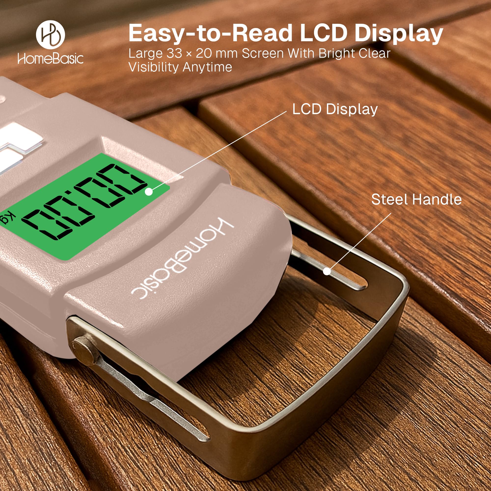 HomeBasic Digital Luggage Weight Scale 50kg | Weighing Machine for Luggage Bags, 4 Weighing Modes (kg/lb/oz/jin), LCD Display, Tare Function, Auto-Off, Portable Travel Weighing Scale (BEIGE) 3