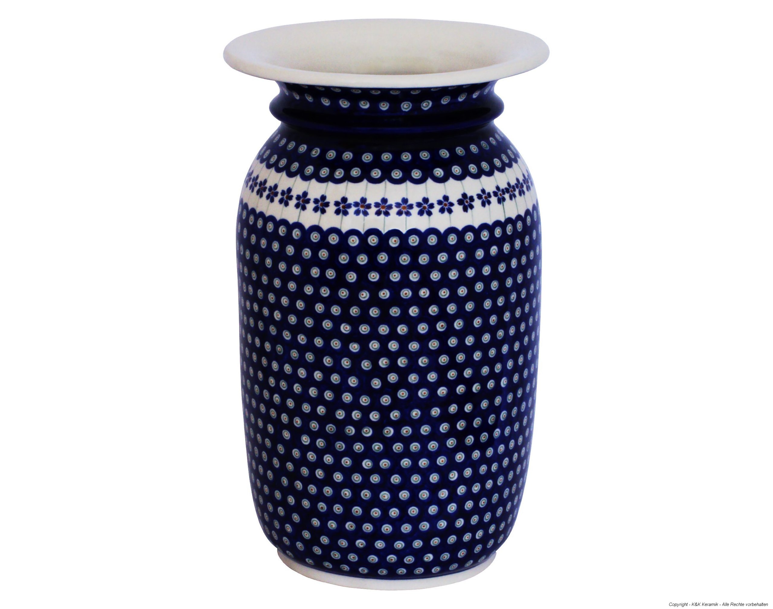 Vase en céramique de Bunzlau stable de 39 cm pour éviter les chutes de grands bouquets