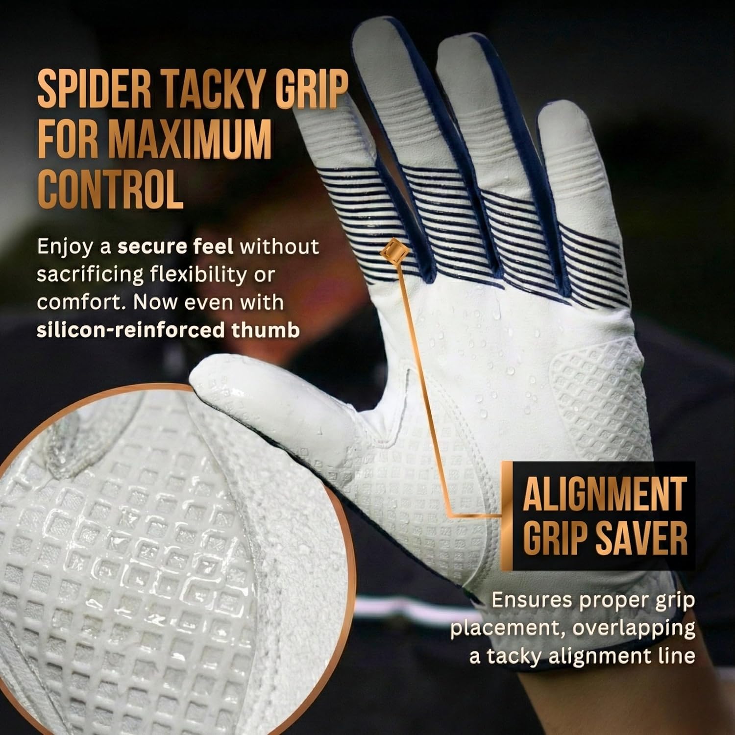 Copper Advanced Tech 2.0 Golf Gloves Men Right Handed Golfer Or Left Handed Golfer | Joint Support Copper Compression Womens Golf Glove | Tear Resistant Durability and Tacky Grip for Max Control