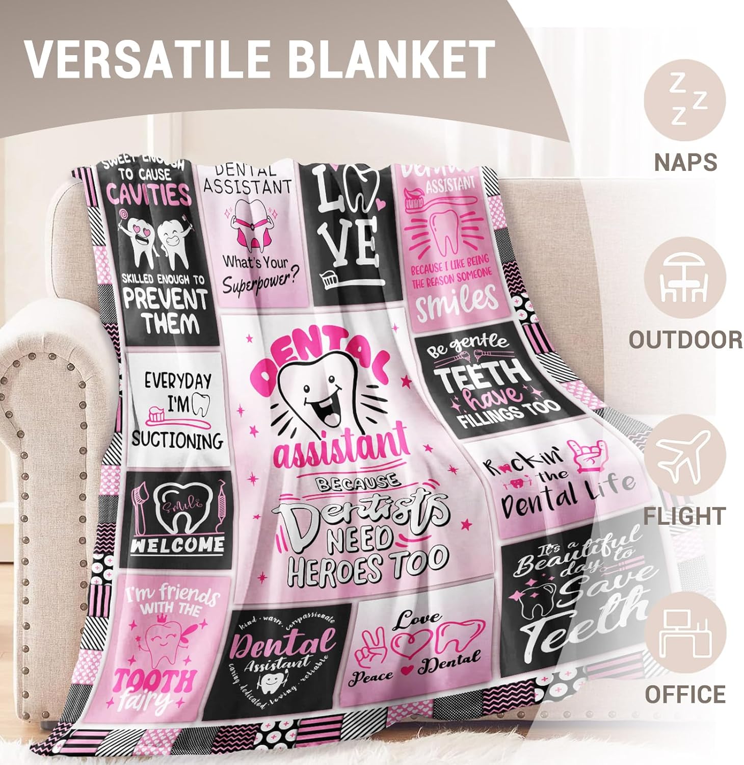 Dental Assistant Gifts for Women, Dental Assistant Week Gifts, Dental Assistants Appreciation Week Gift for Women Throw Blanket 60" x 50" - Image 7