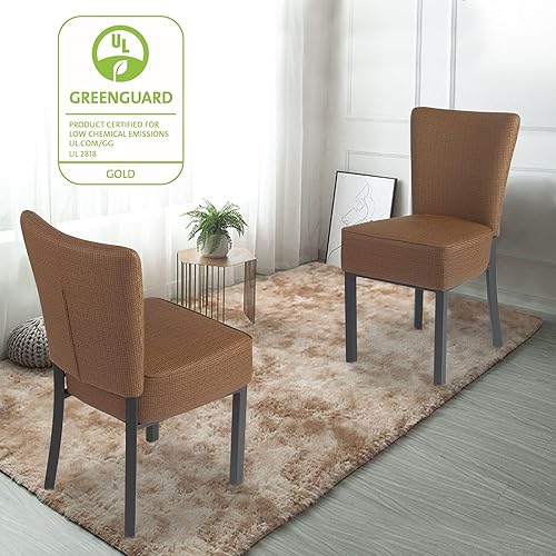 Miniatura 8 de LUCKYERMORE Juego de 2 sillas de comedor de cuero modernas con tapizado totalmente montado, resistente, resistente de mediados de siglo, cuero de